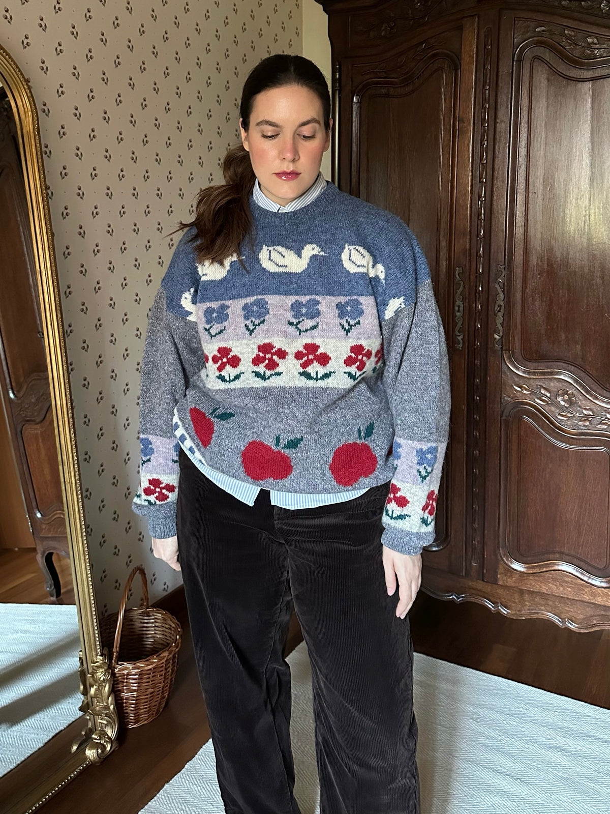Pure Wool Apples & Ducks Irish Sweater