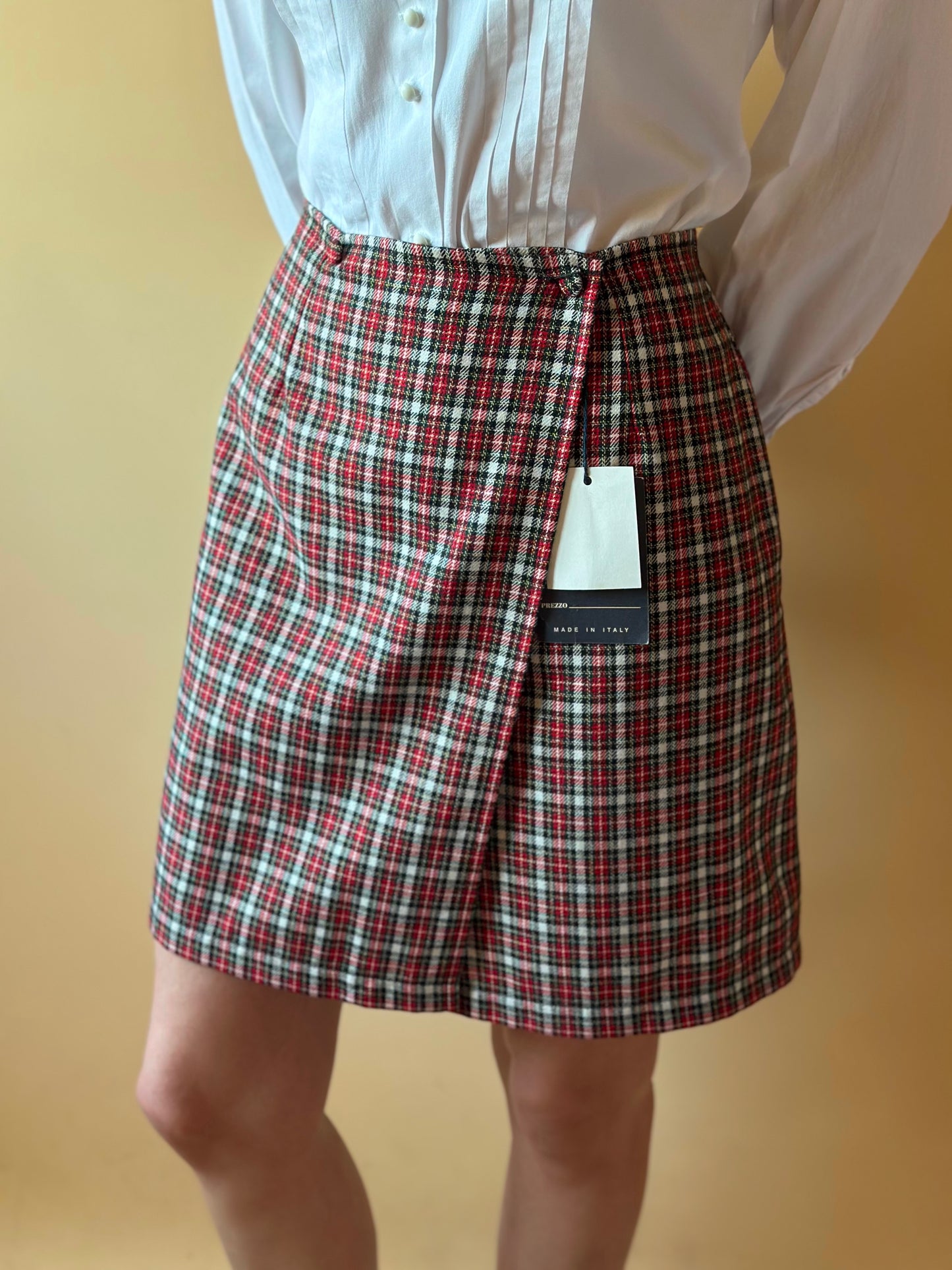 Vintage Deadstock Tartan Wrap-Up Mini Skirt