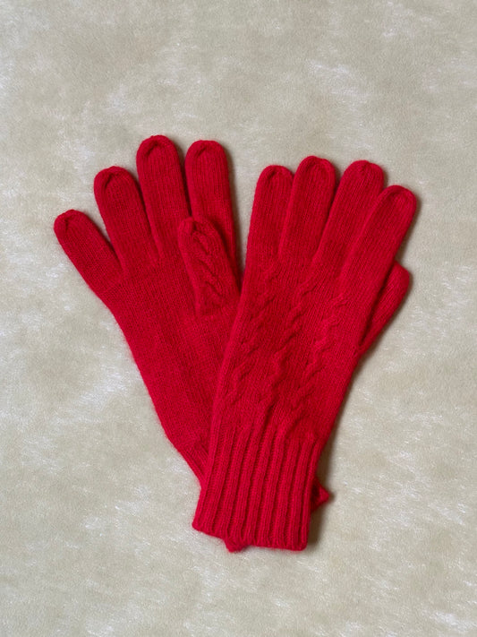 Vintage 70s Wool & Angora Red Gloves