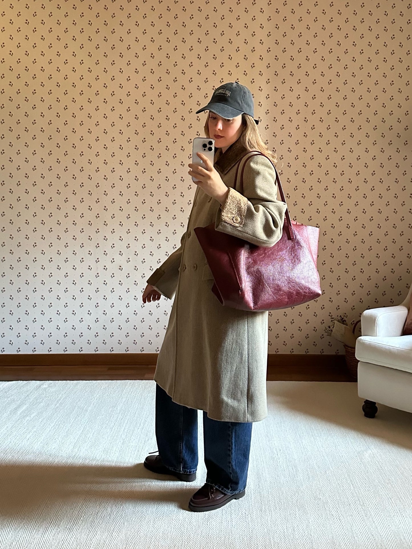 Double Breasted Short Taupe Coat