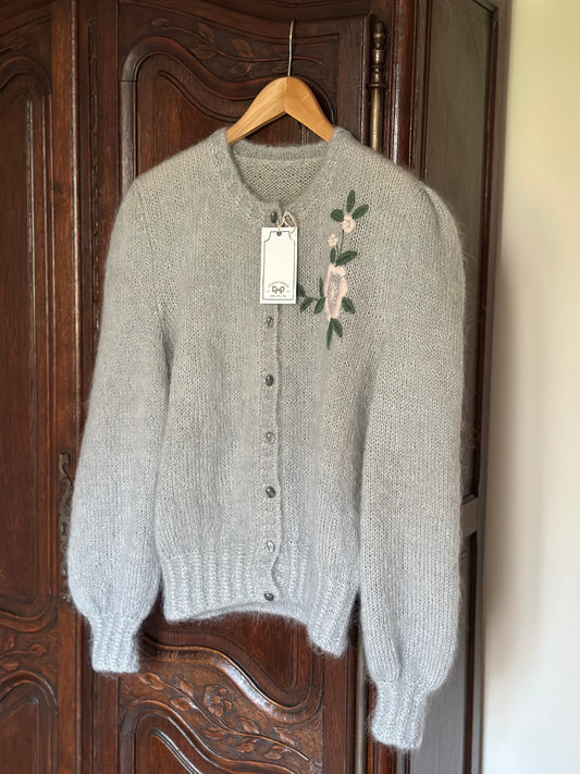 Vintage Mohair Pearl Gray Cardigan