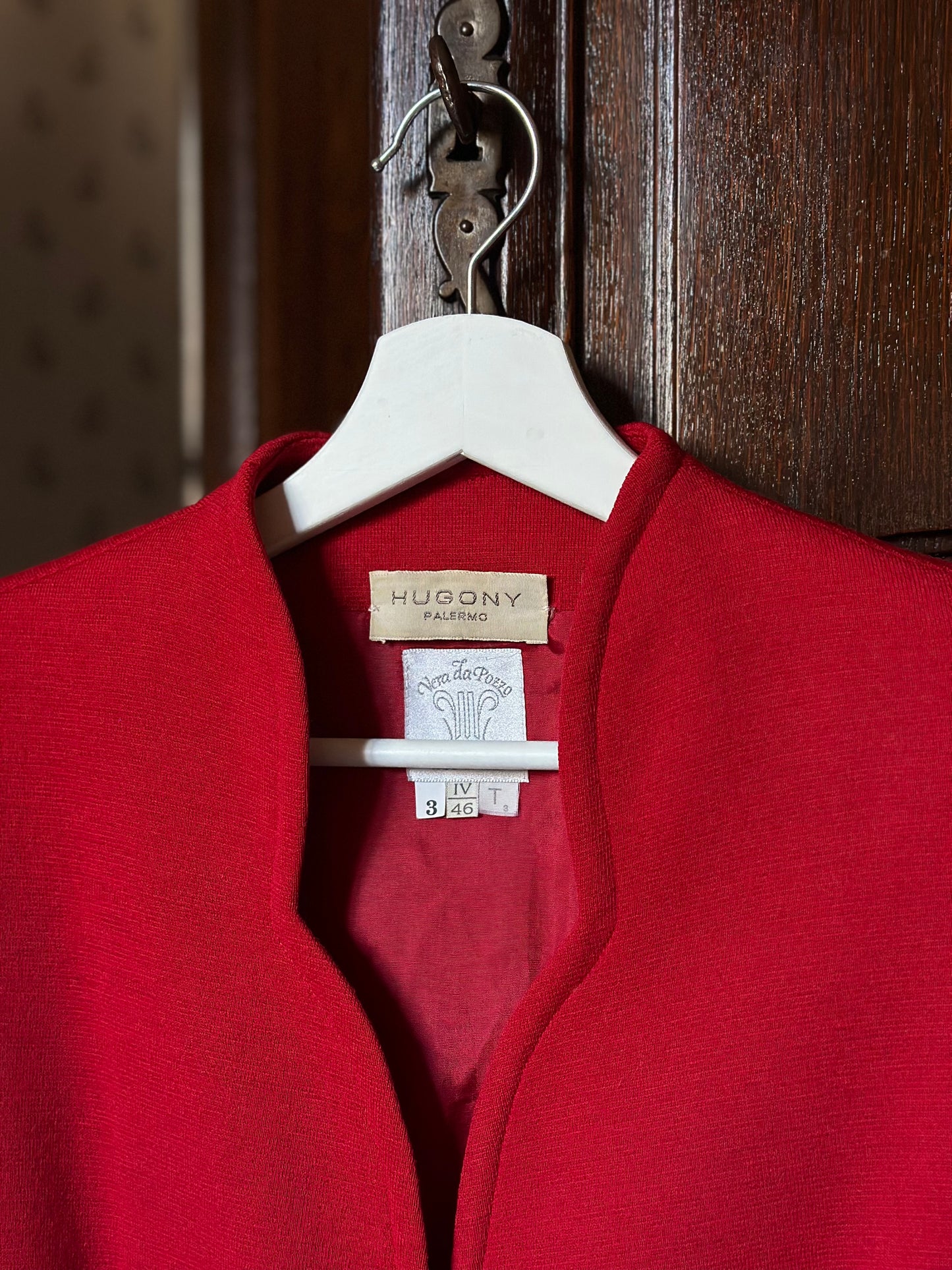 Red Wool Blazer With Golden Buttons