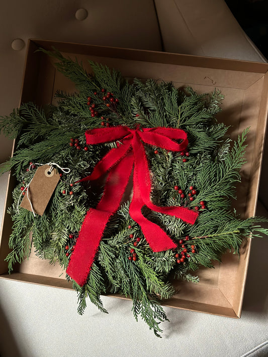 Handmade Winter Garland - Simple Double Bow