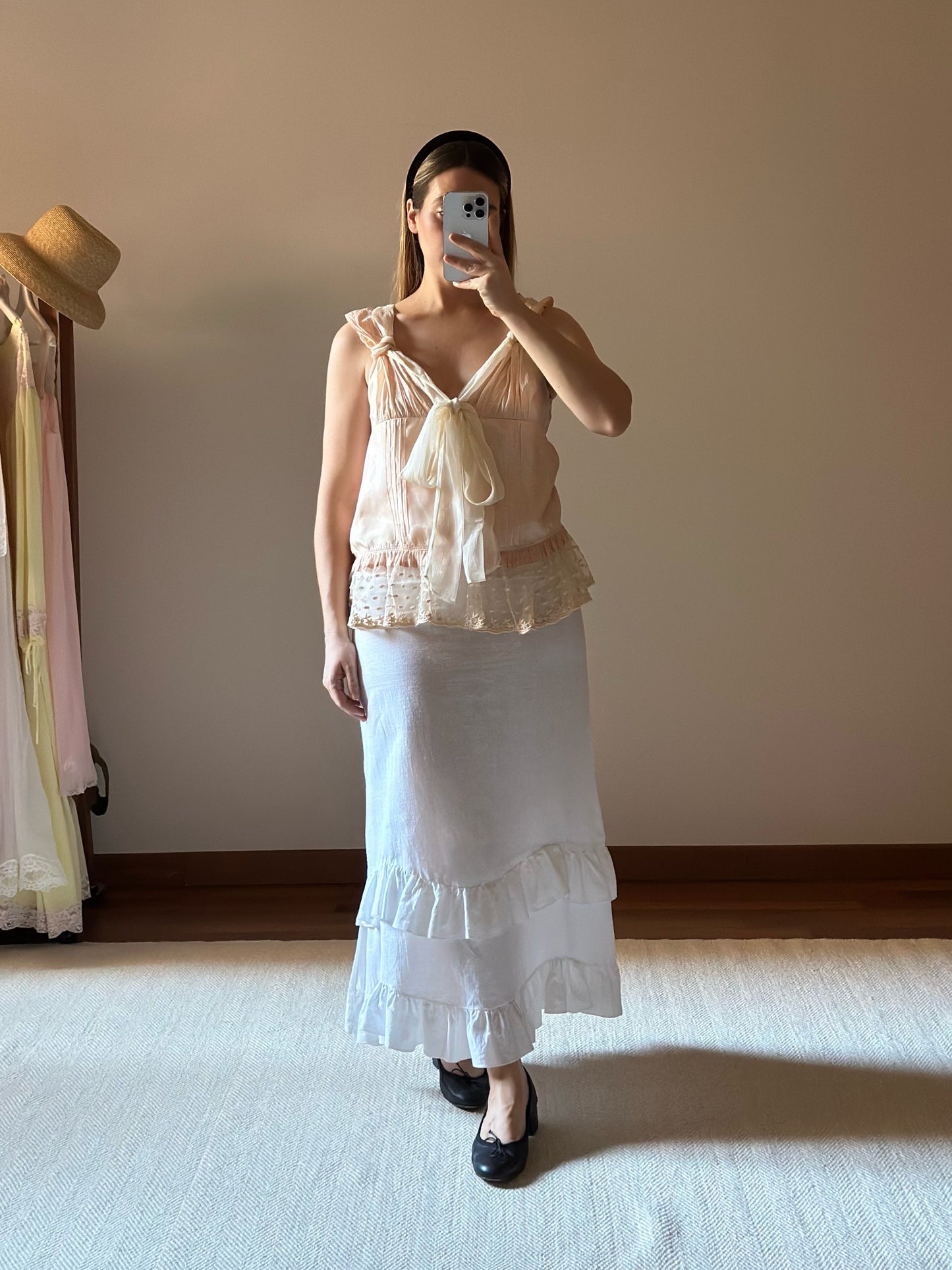 100% Silk Pink Lace Top
