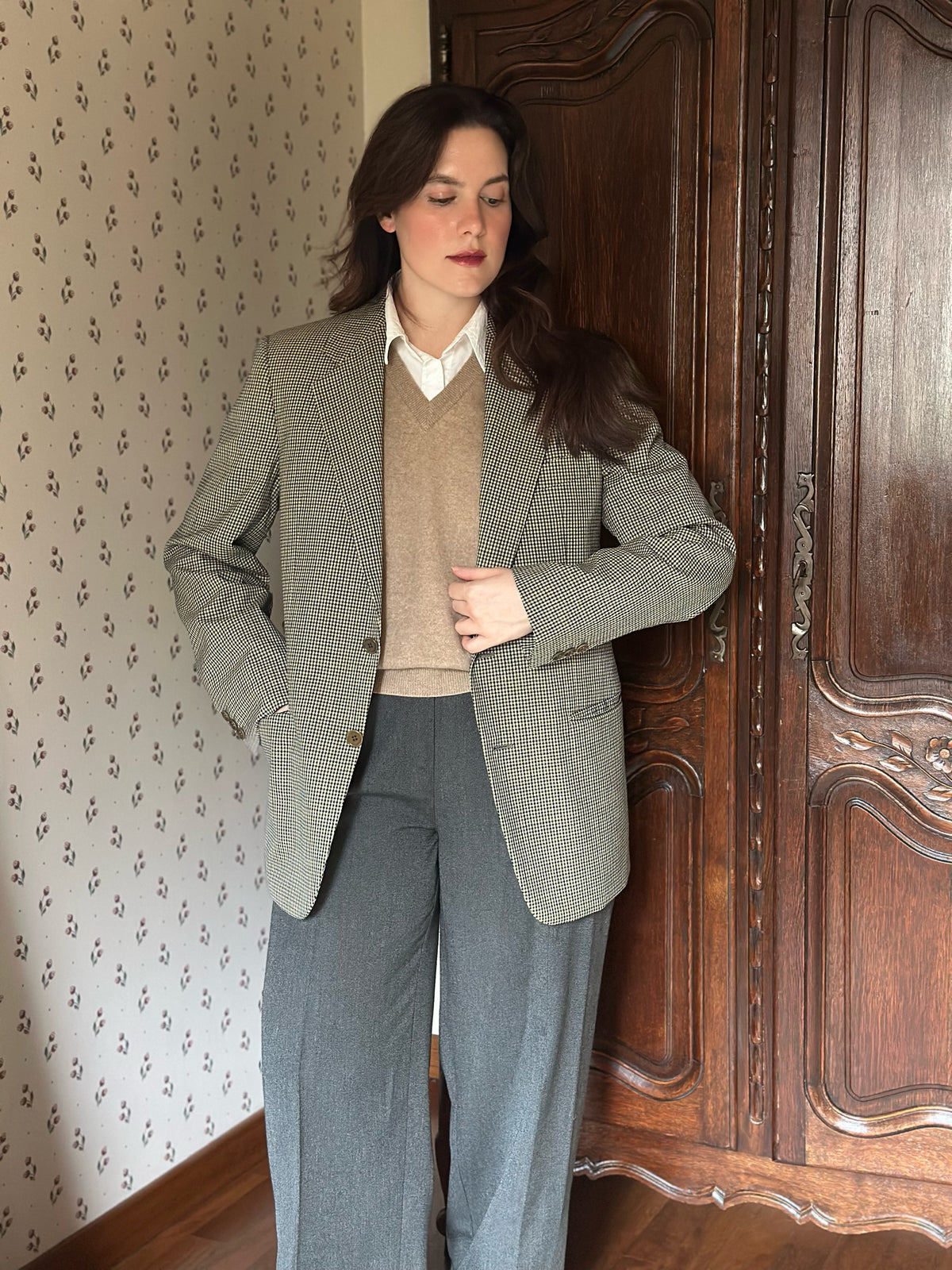 Vintage 100% Wool Check Blazer