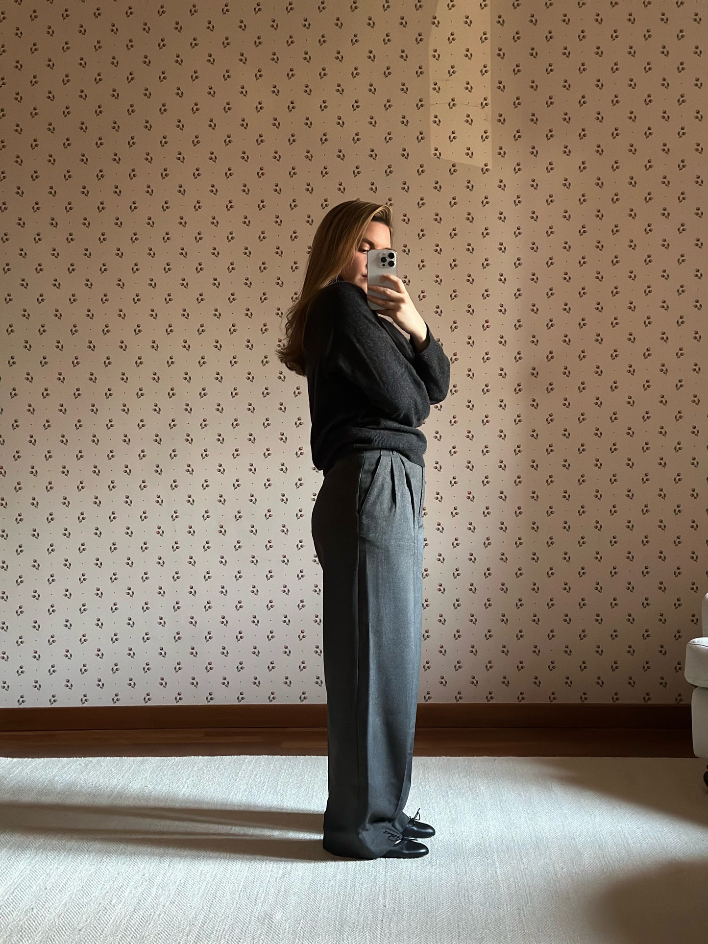 Gray Wool & Viscose Trousers