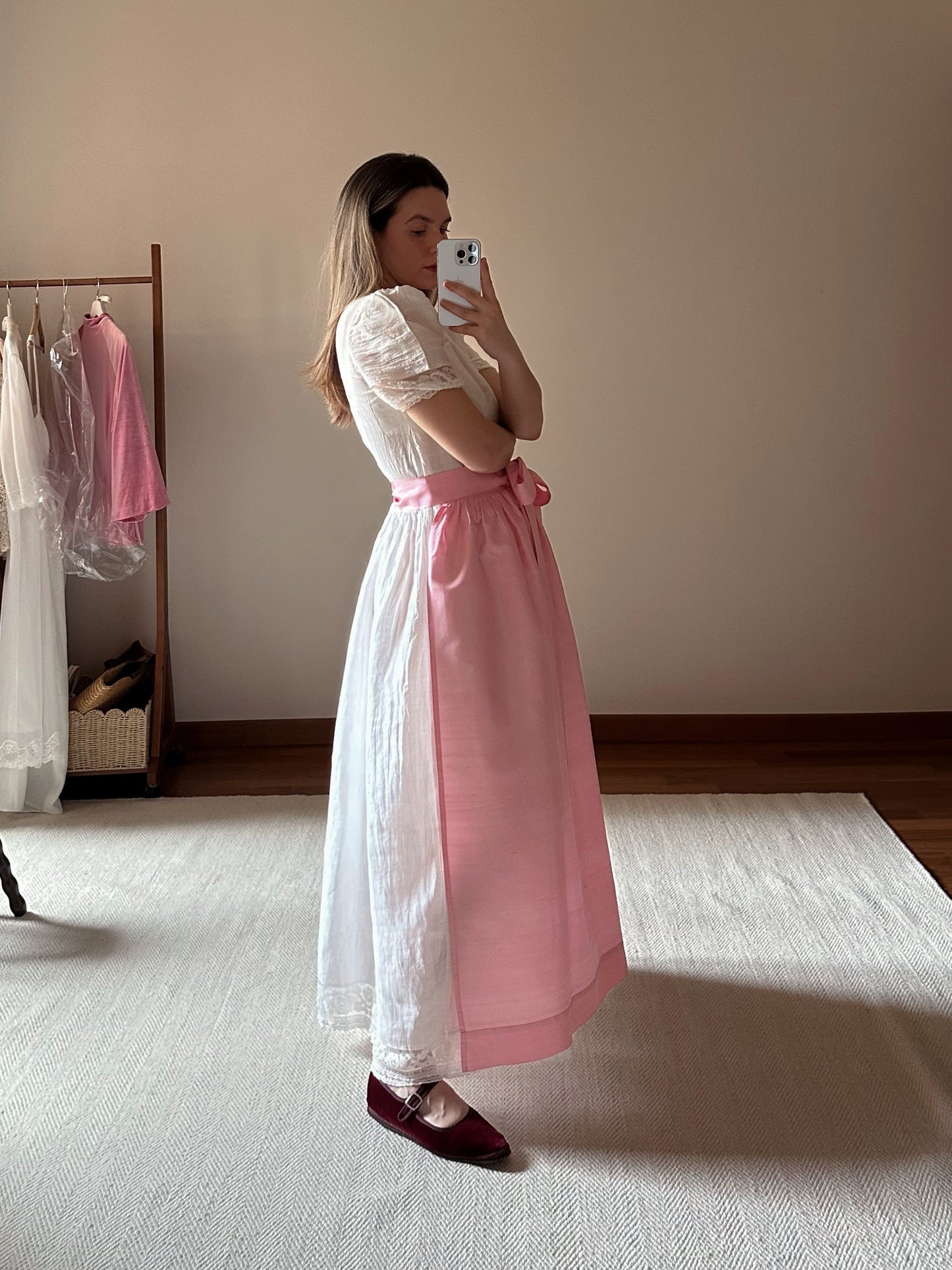 100% Pink Silk Apron