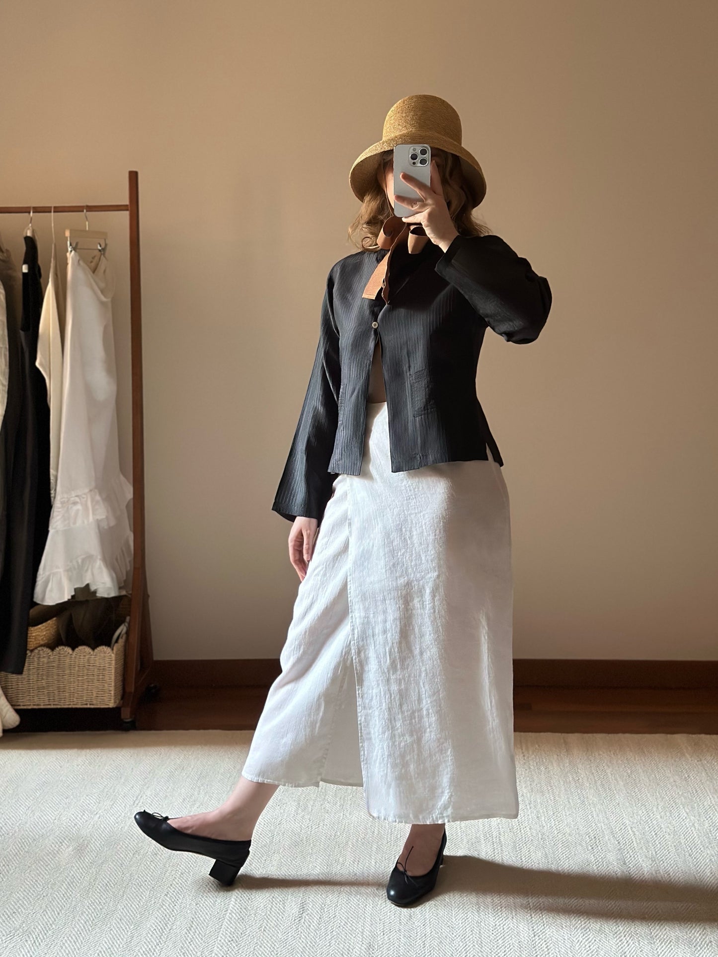 Pure Linen White Wrap-Up Skirt