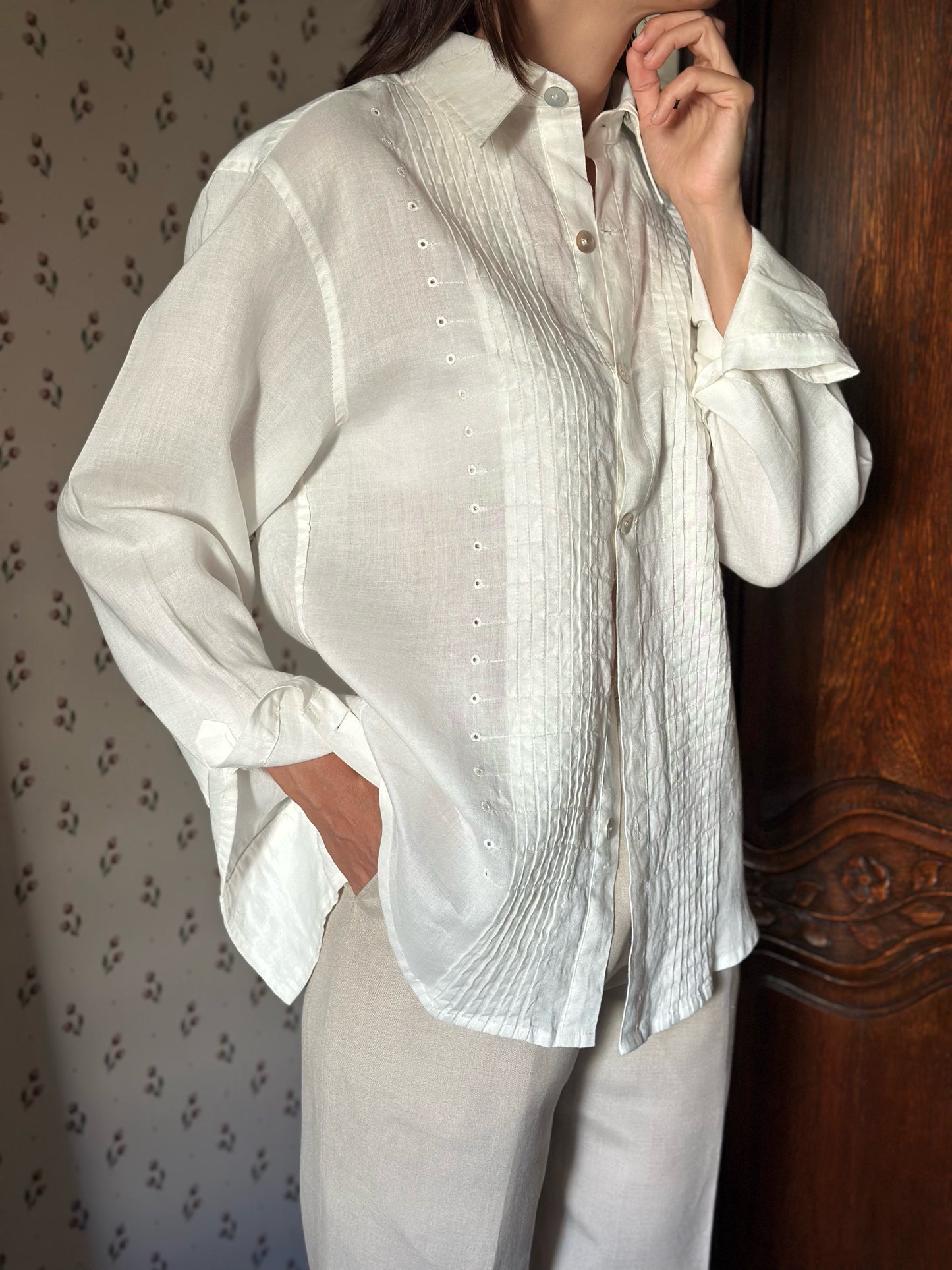 100% Linen Oversized White Shirt