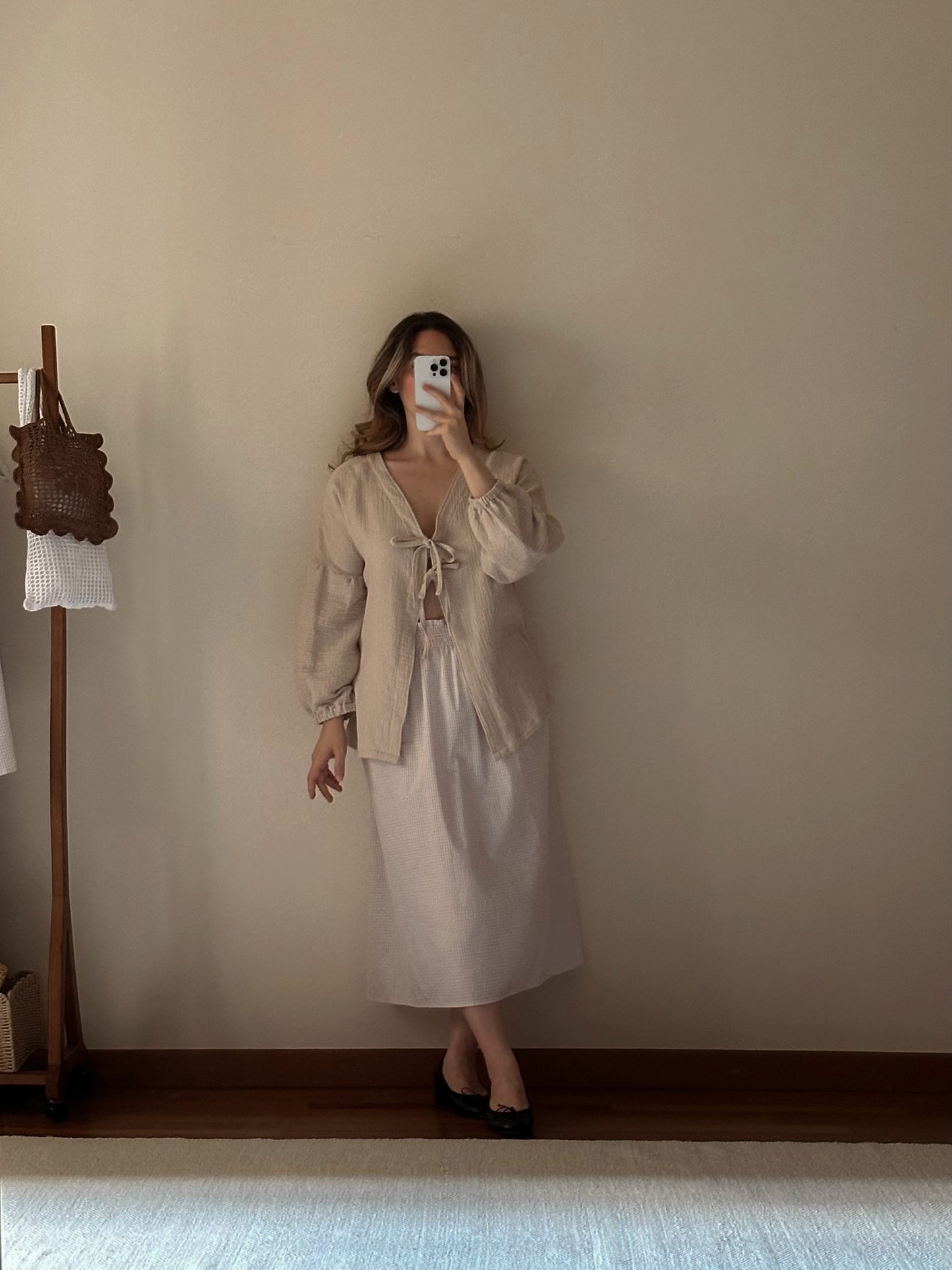 Cotton Muslin Bow Blouse
