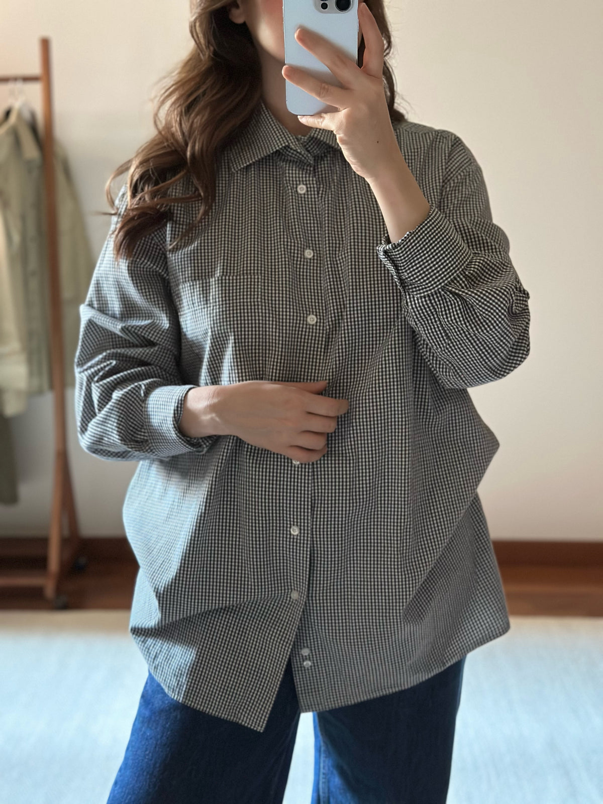 Dark Green Checkered Oversized Cotton Shirt