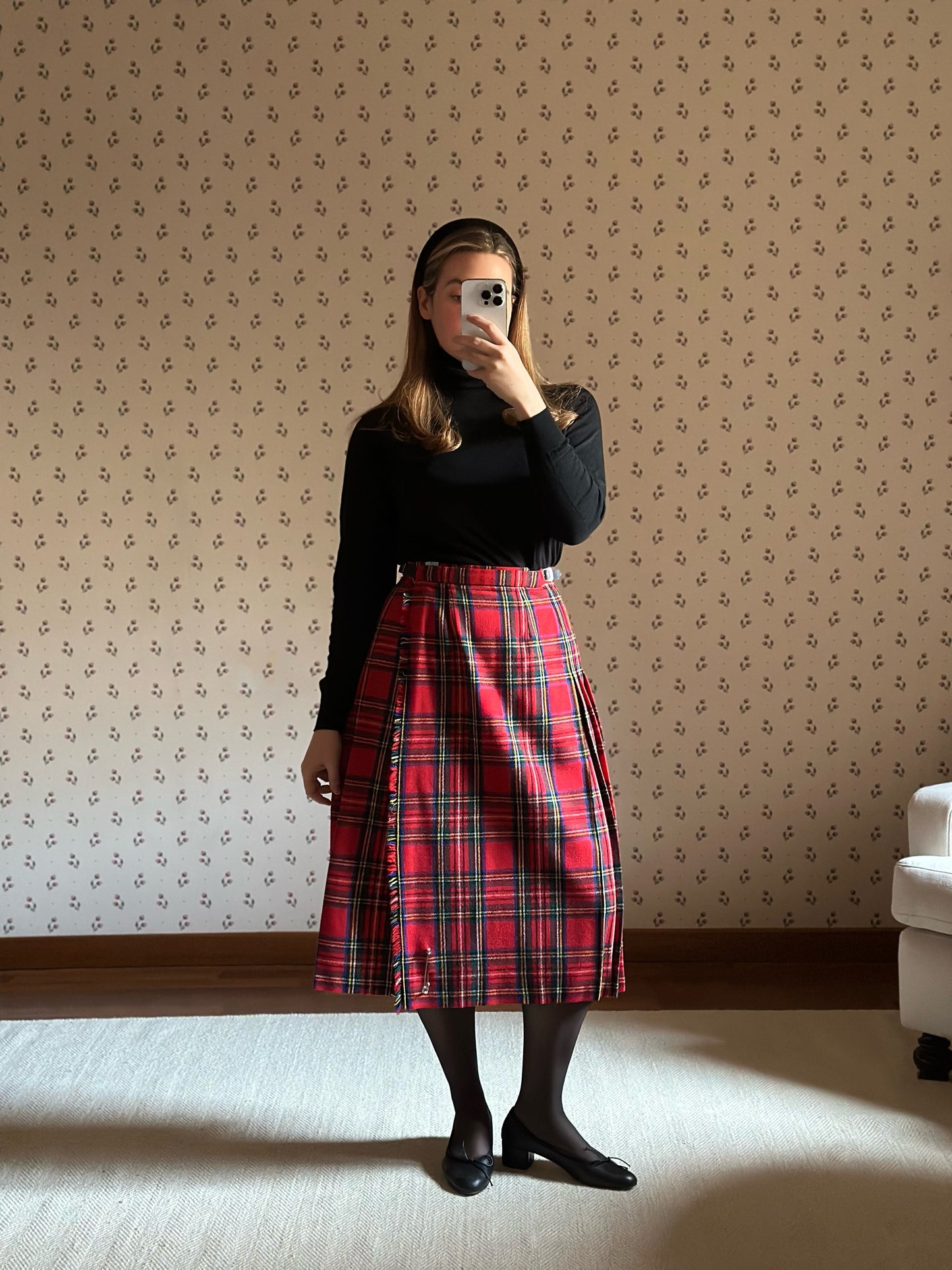 Midi Scottish Red Tartan Skirt