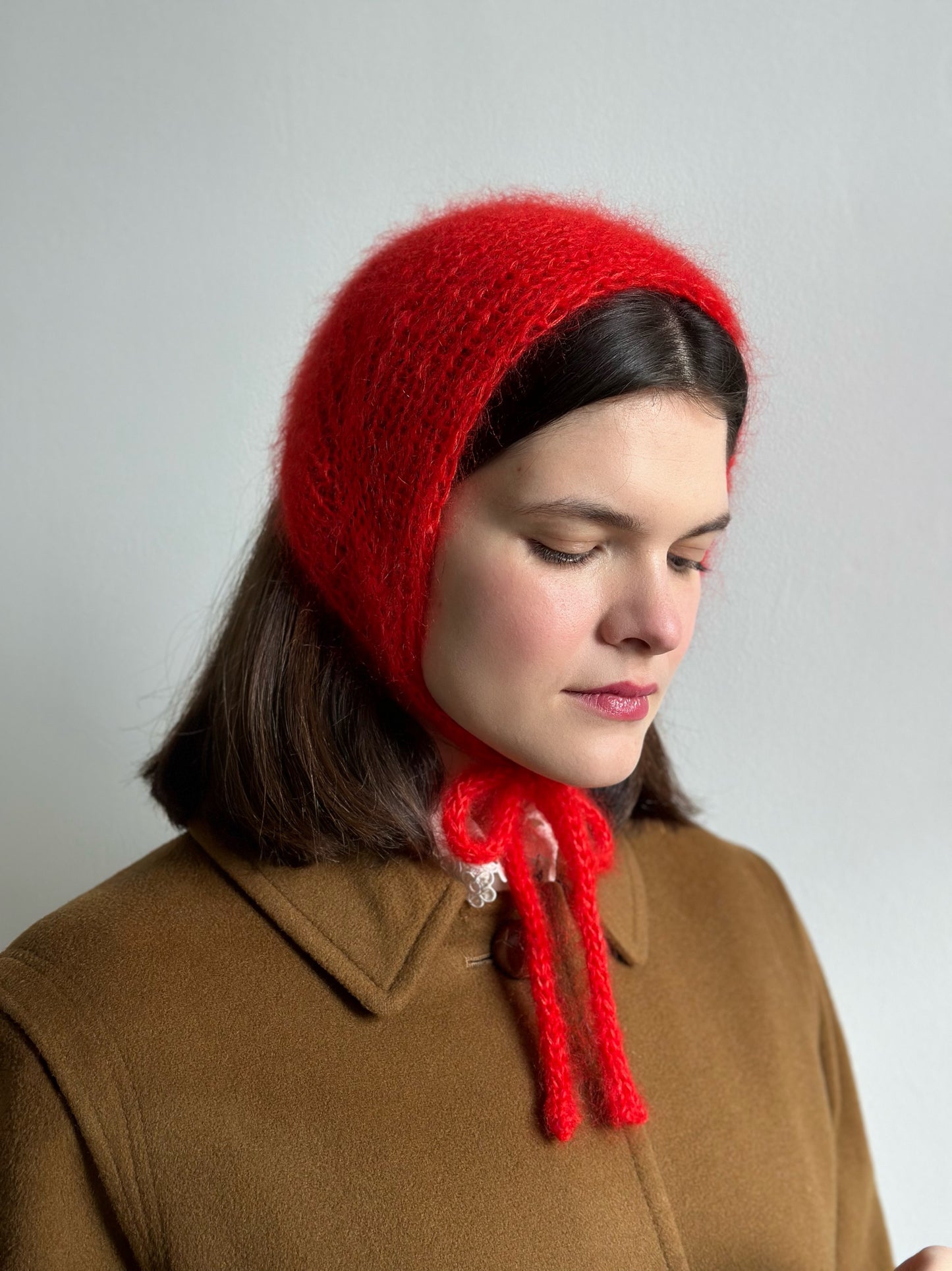 Handmade Silk & Mohair Bonnet - Scarlet Red