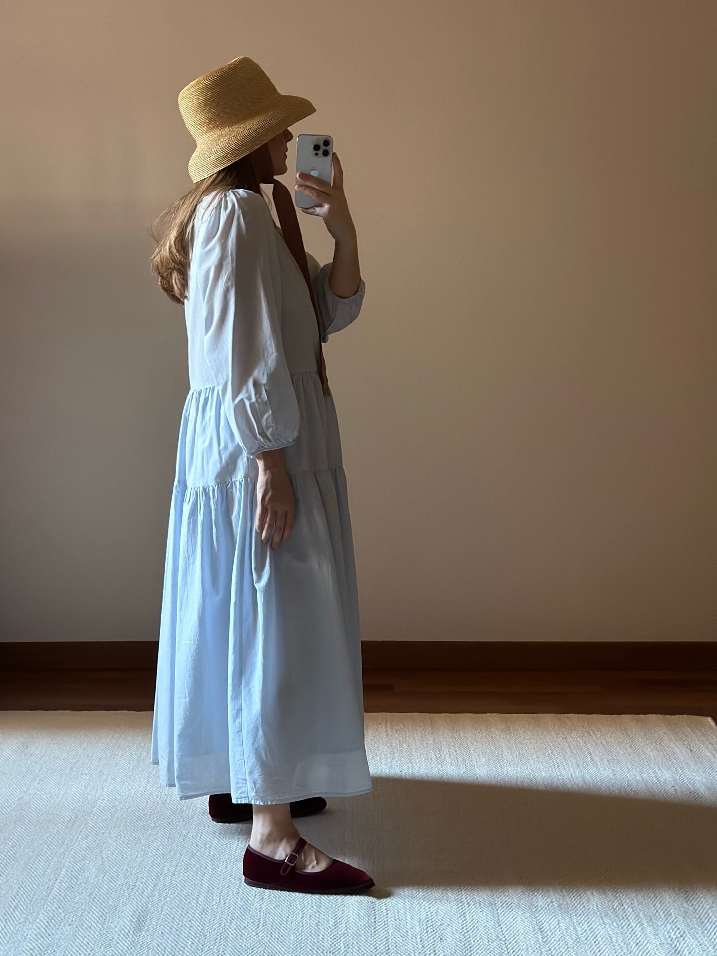 Pure Organic Cotton Light Blue Tiered Dress