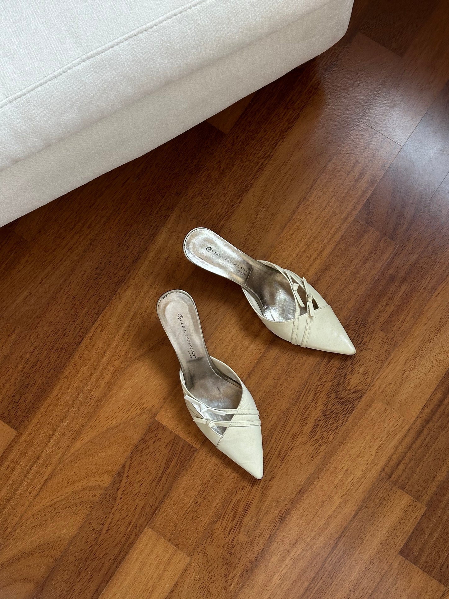 Ice-White Pointy Mules