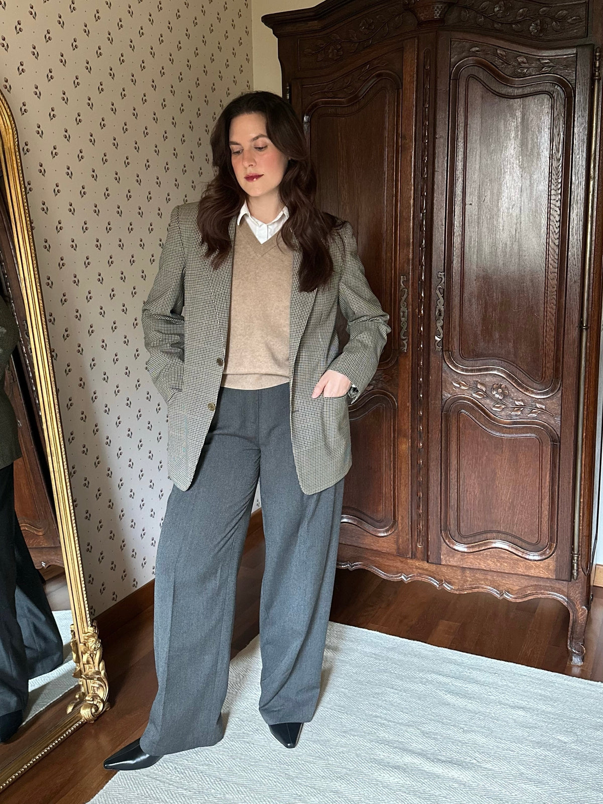 Vintage 100% Wool Check Blazer