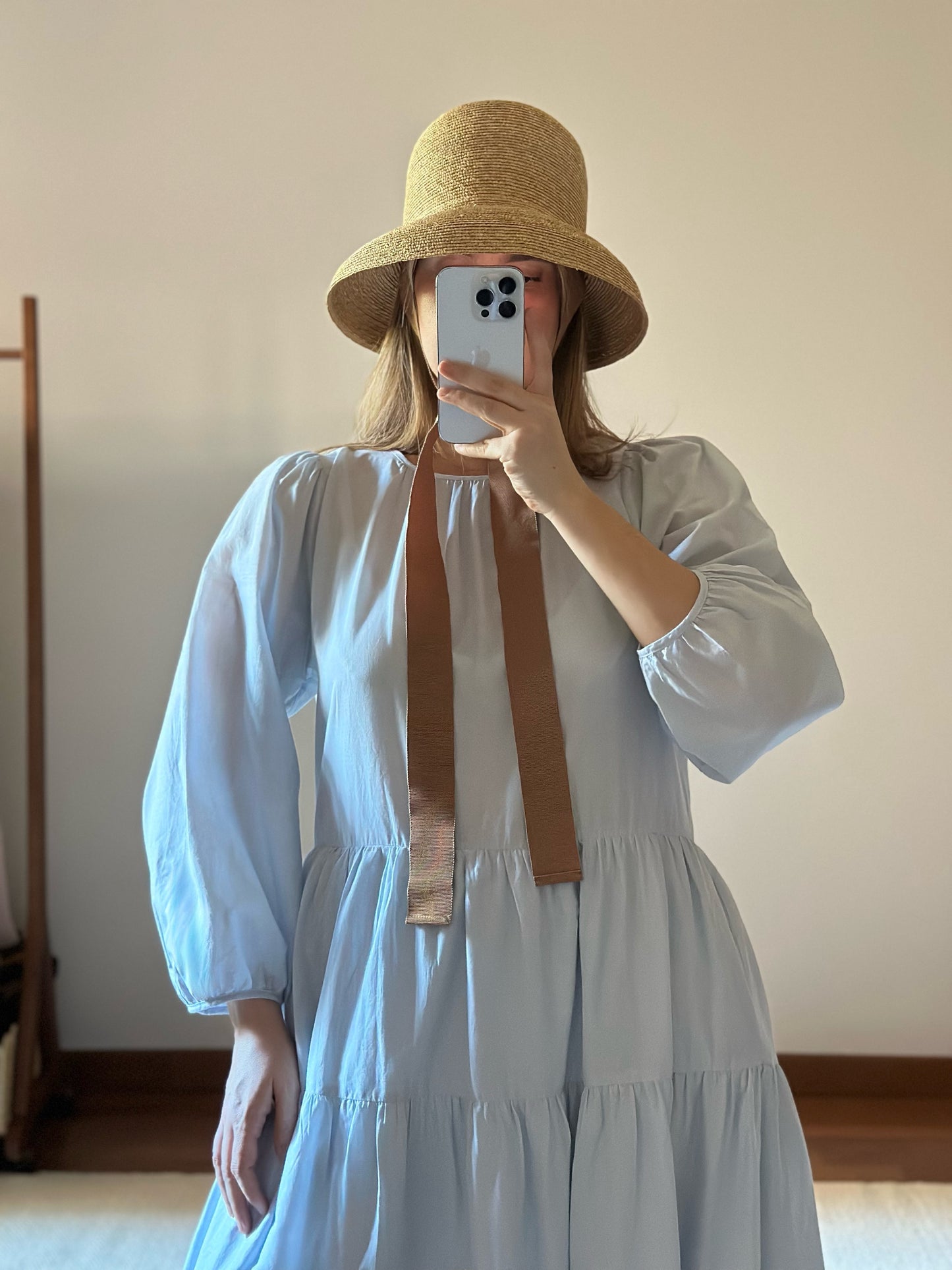 Pure Organic Cotton Light Blue Tiered Dress
