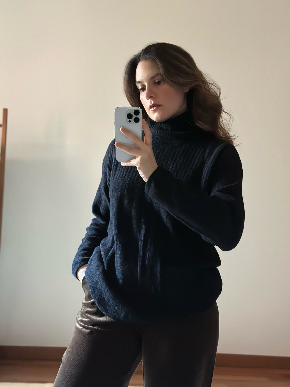 Angora & Lambswool Black Turtleneck