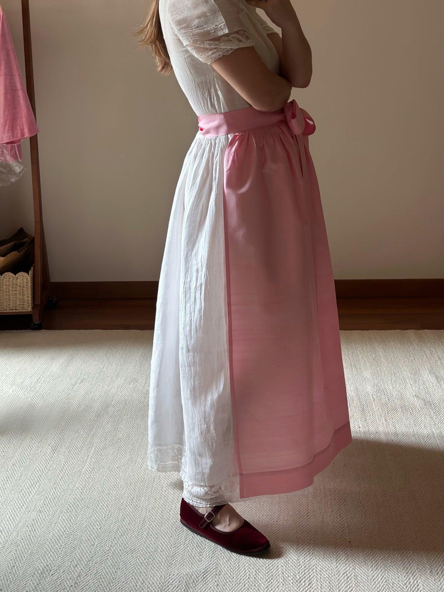 100% Pink Silk Apron