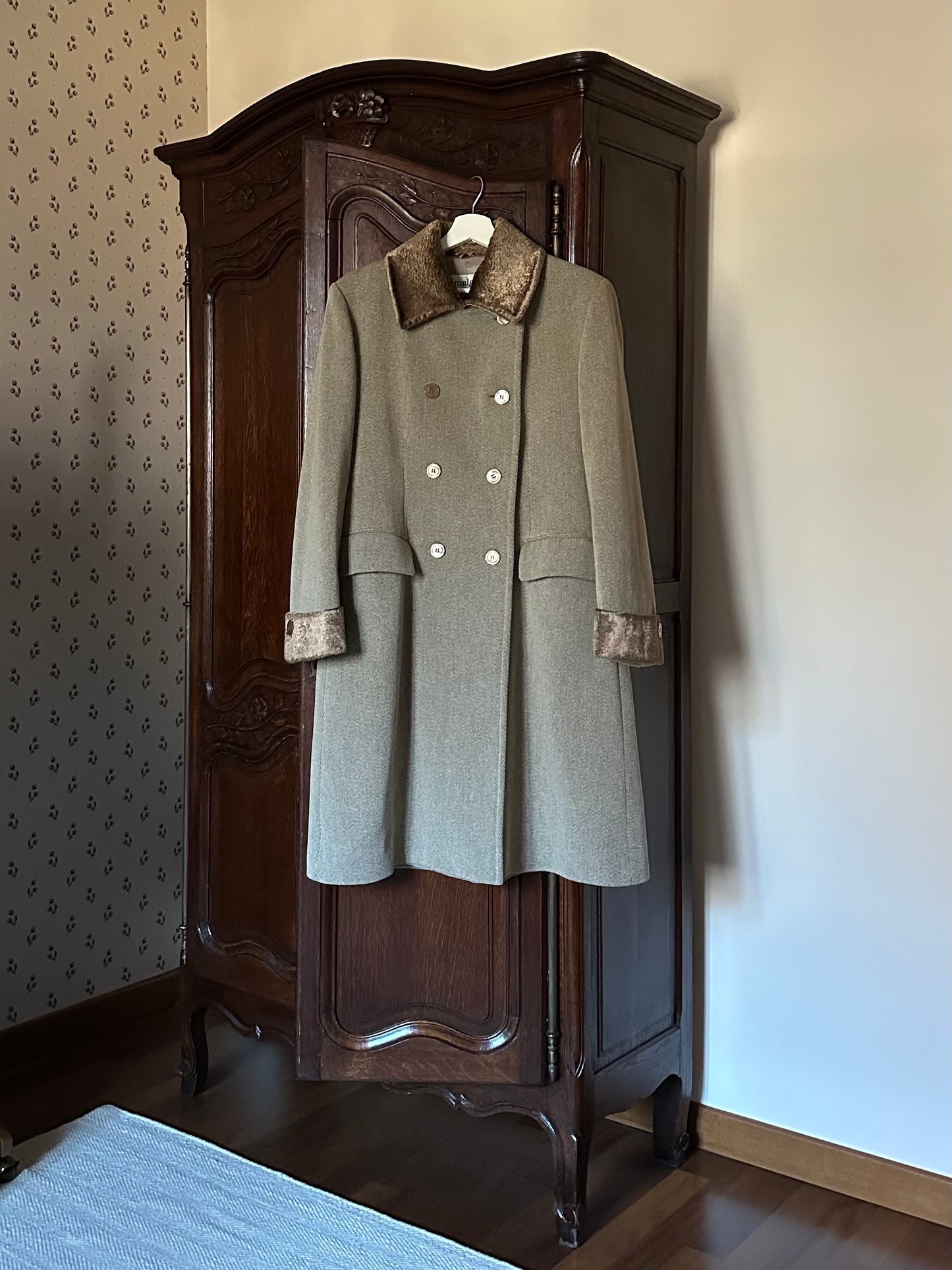 Double Breasted Short Taupe Coat