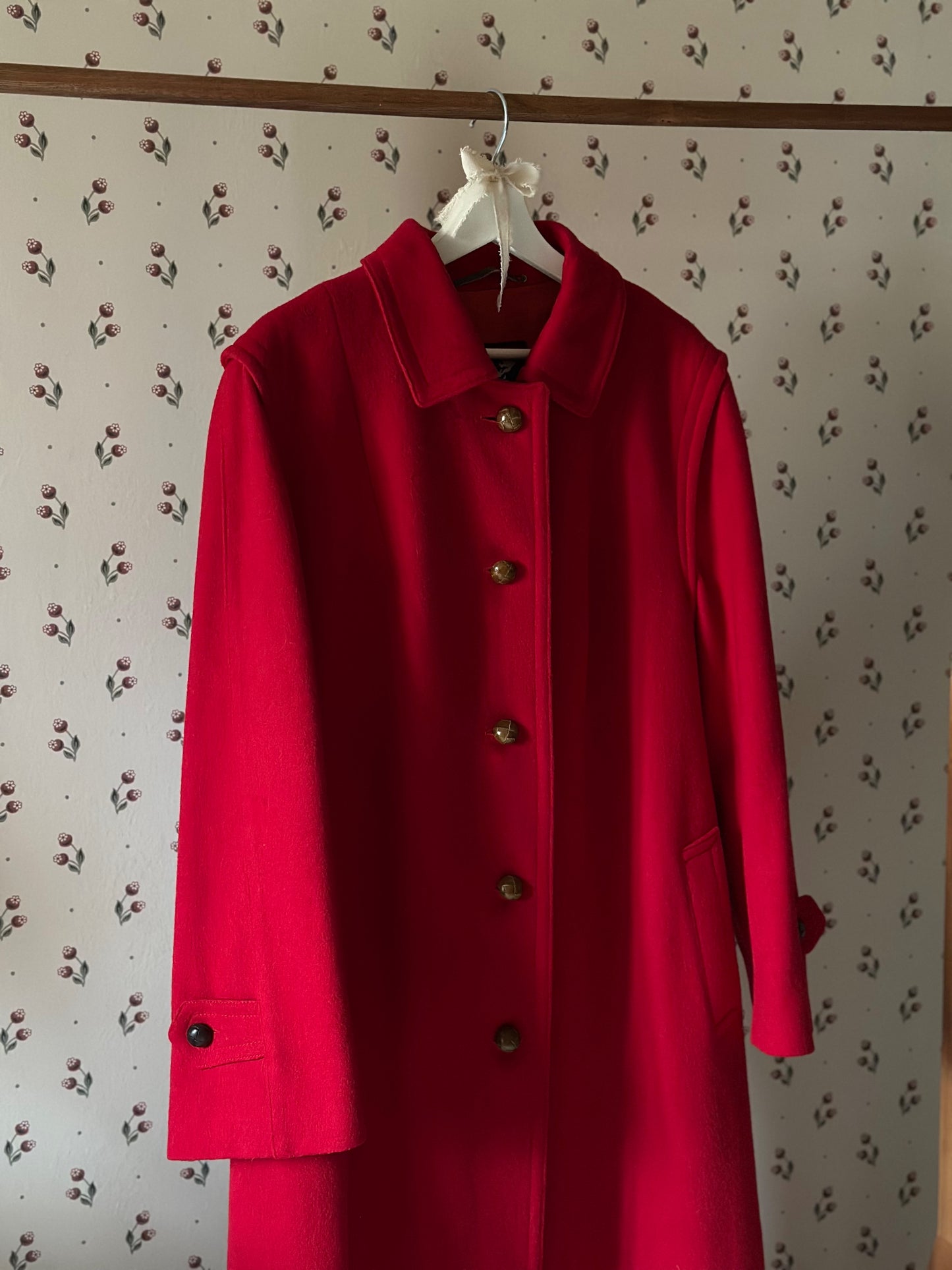 Pure Wool Scarlet Red Loden Coat