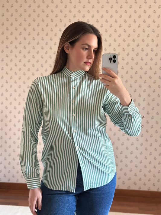 Green Striped Cotton Shirt