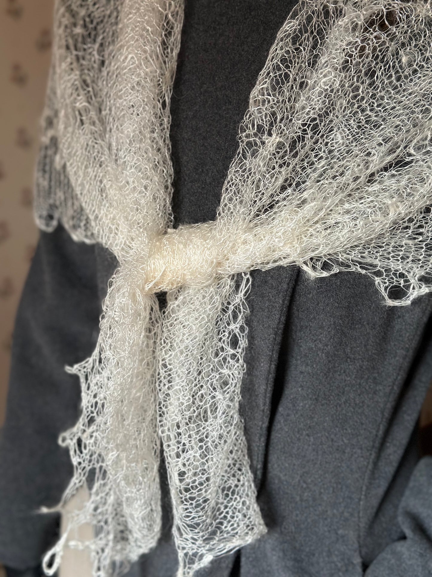 Antique Handmade Silk and Wool Orenburg Shawl