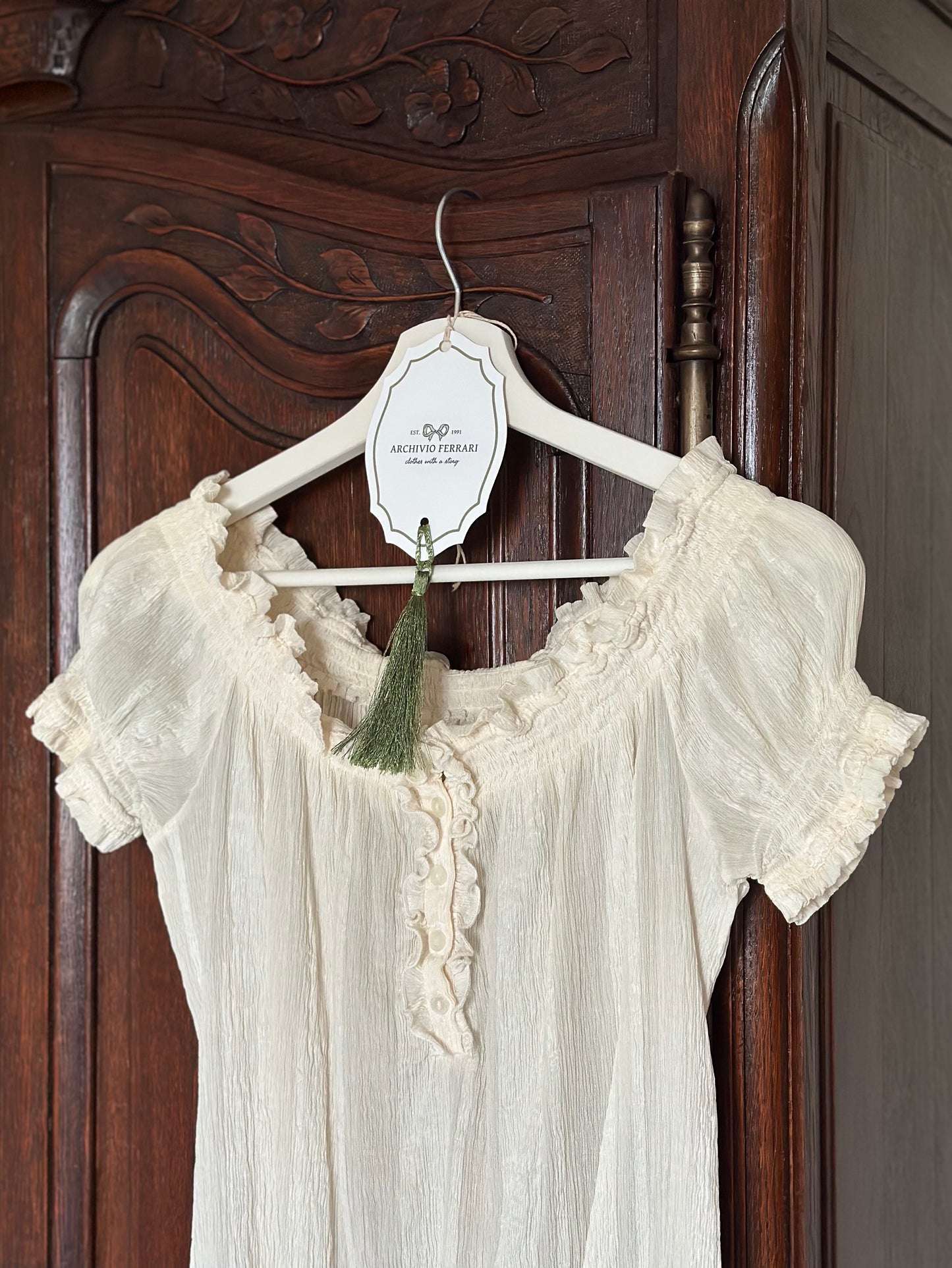 100% Silk Ivory Ruffle Top
