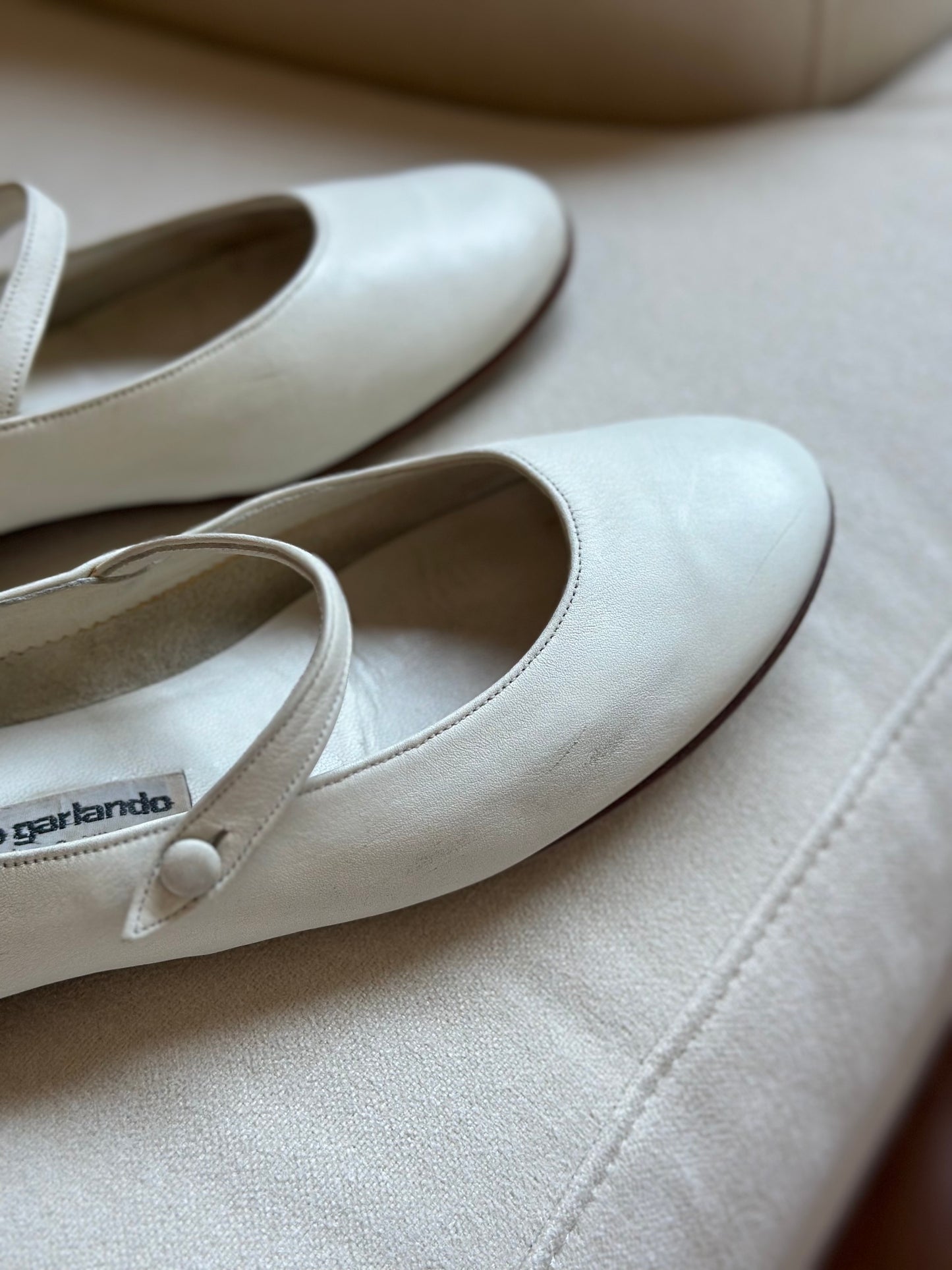 White Nappa Leather Mary Jane Shoes
