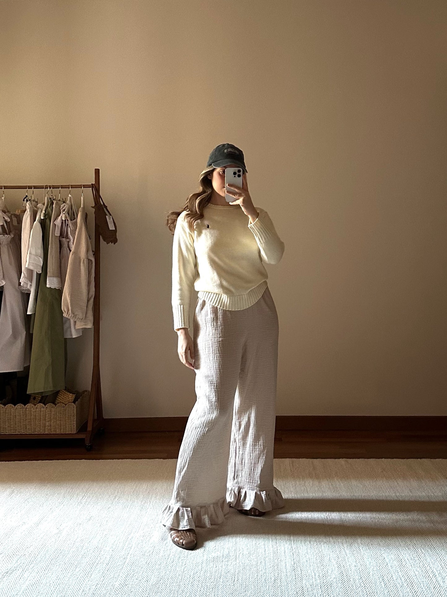 Cotton Muslin Frilled Trousers