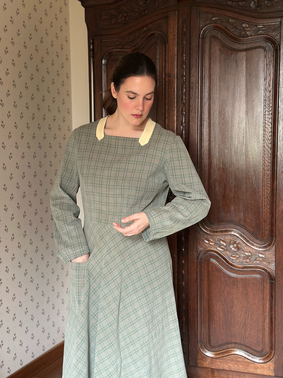 Tailor-Made Sage Green Tartan Dress