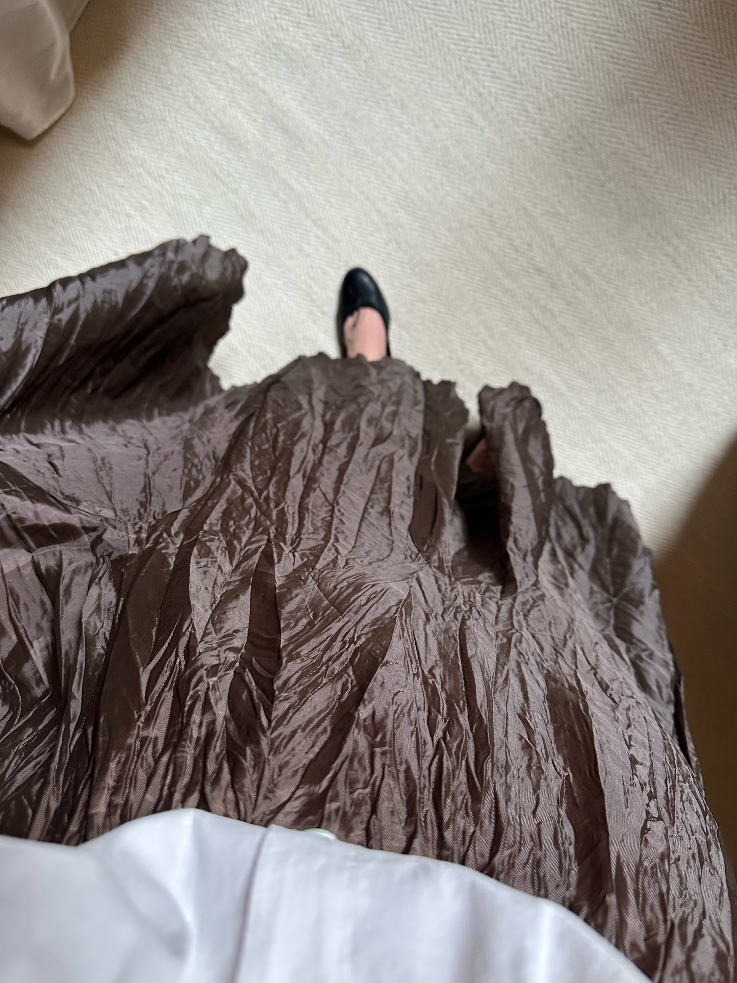 Chocolate Brown Crinkled Maxi Skirt