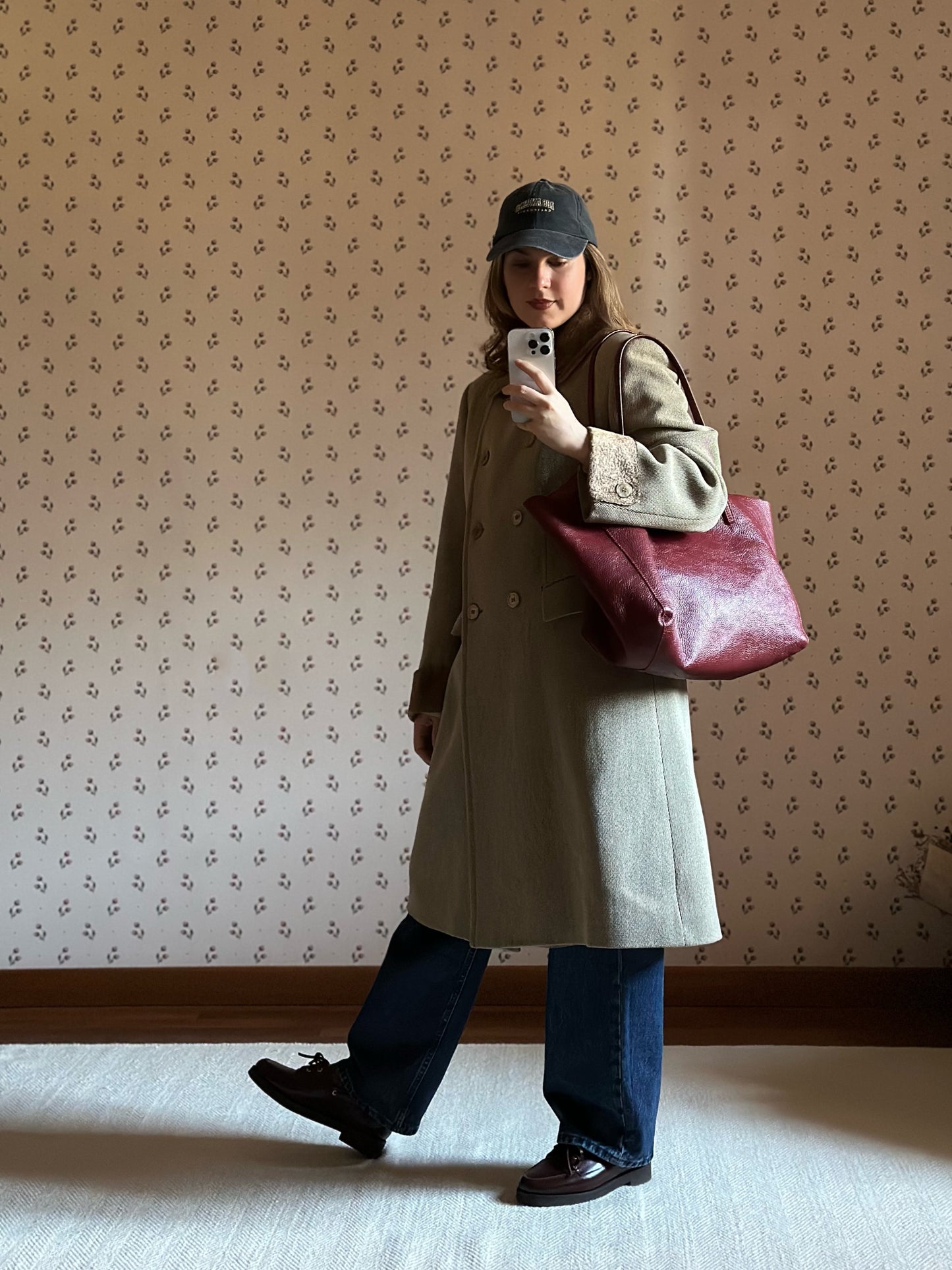 Double Breasted Short Taupe Coat