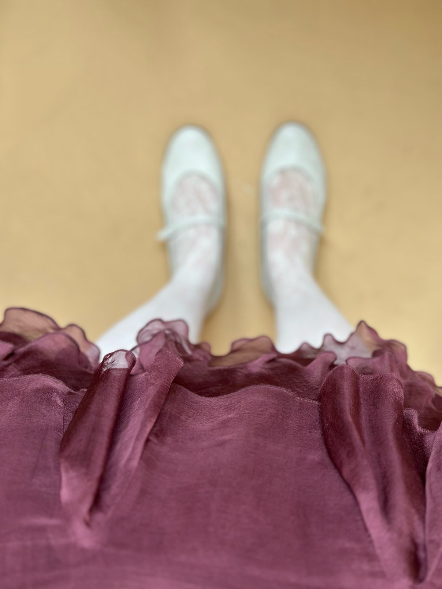 Vintage Pure Silk Mauve Ruffled Skirt