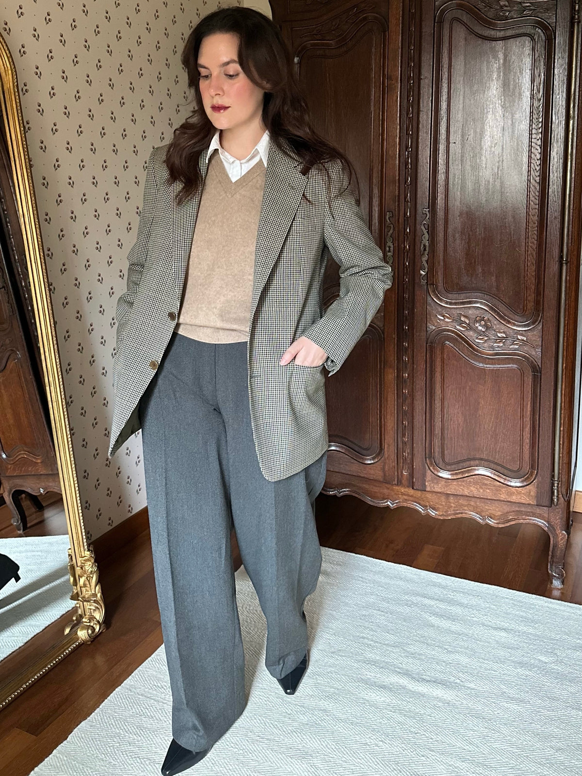 Vintage 100% Wool Check Blazer