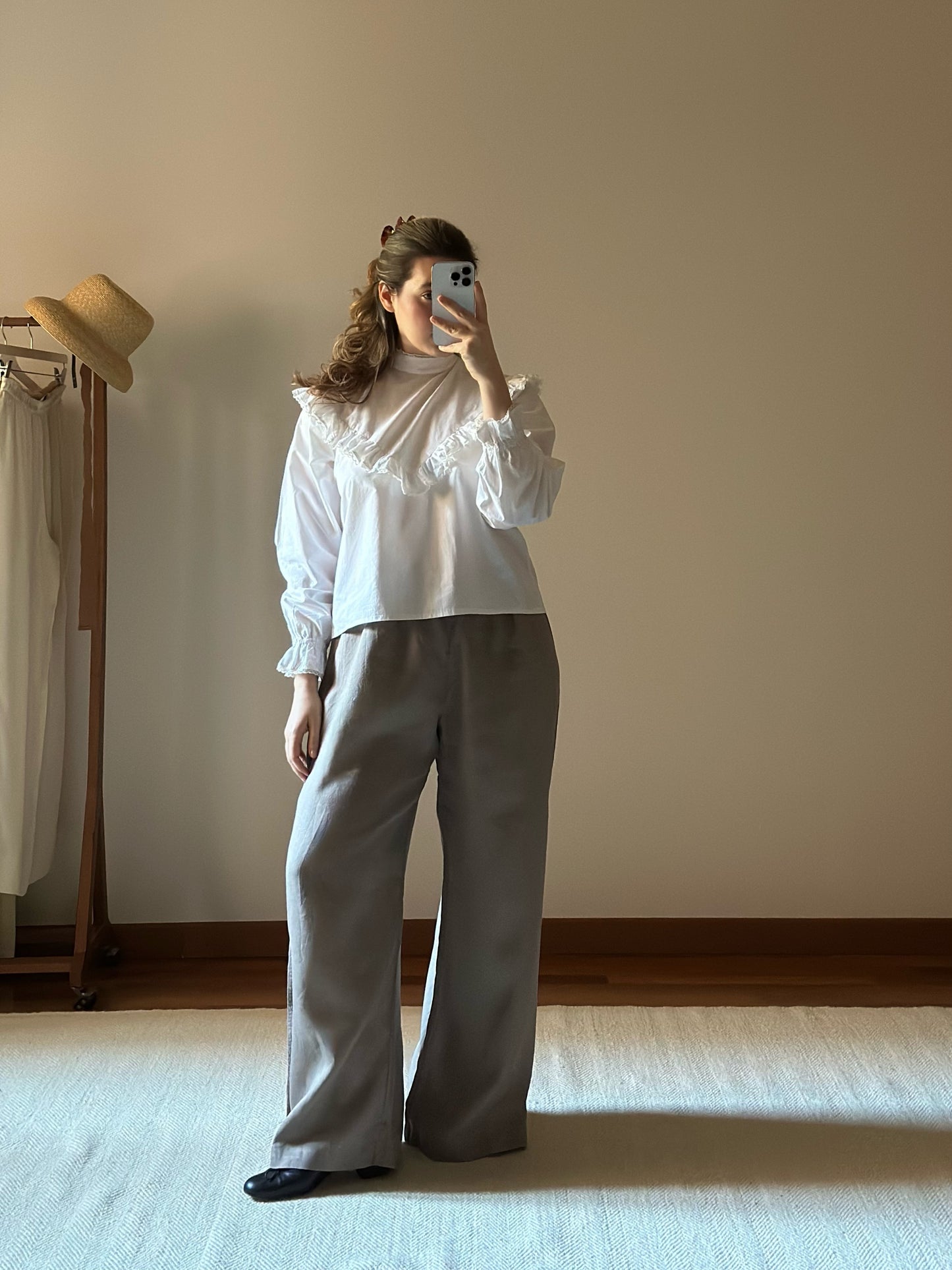 Pure Linen Taupe Palazzo Pants