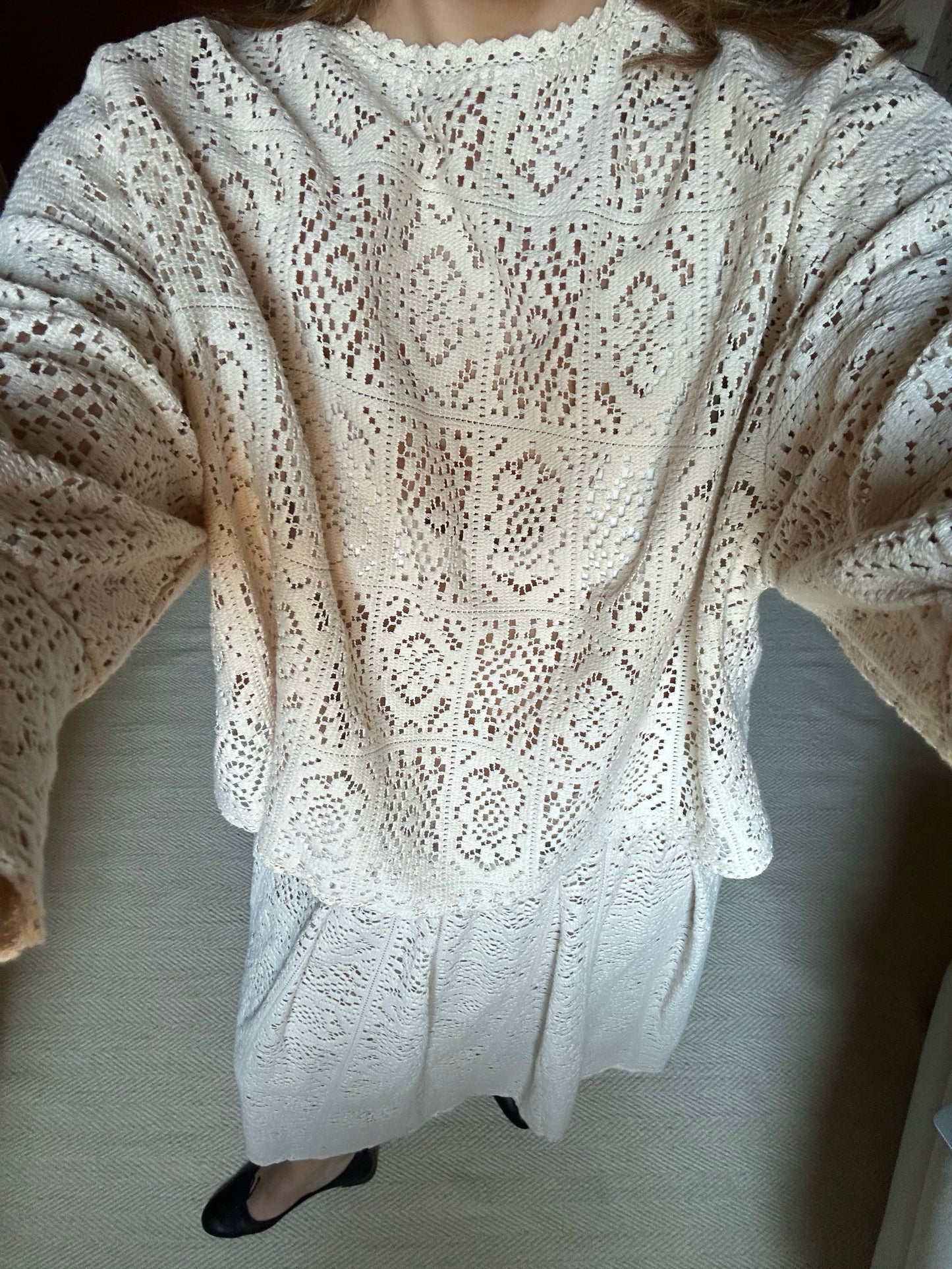 Pure Cotton Beige Crochet Blouse