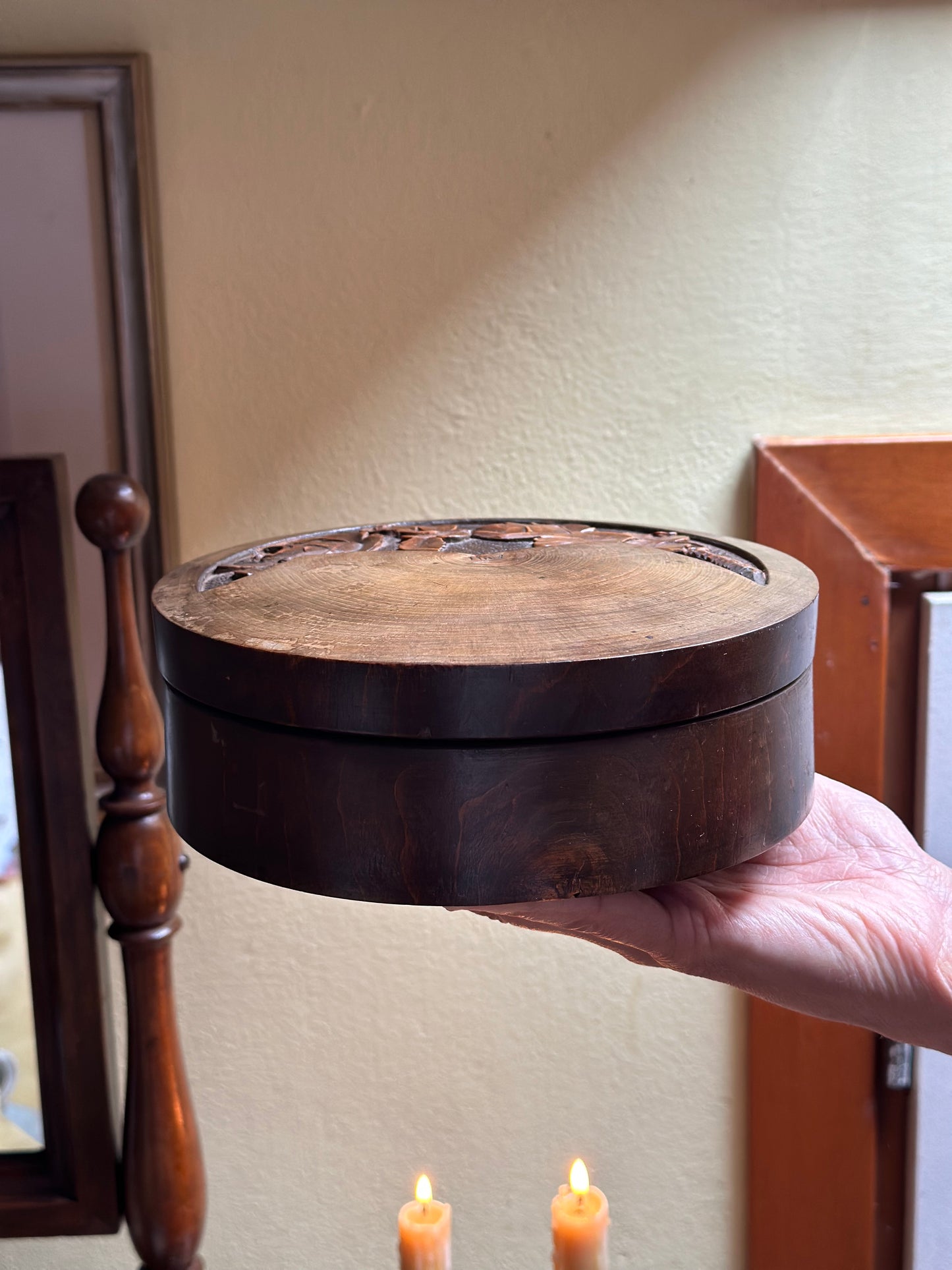 Antique Round Wooden Box
