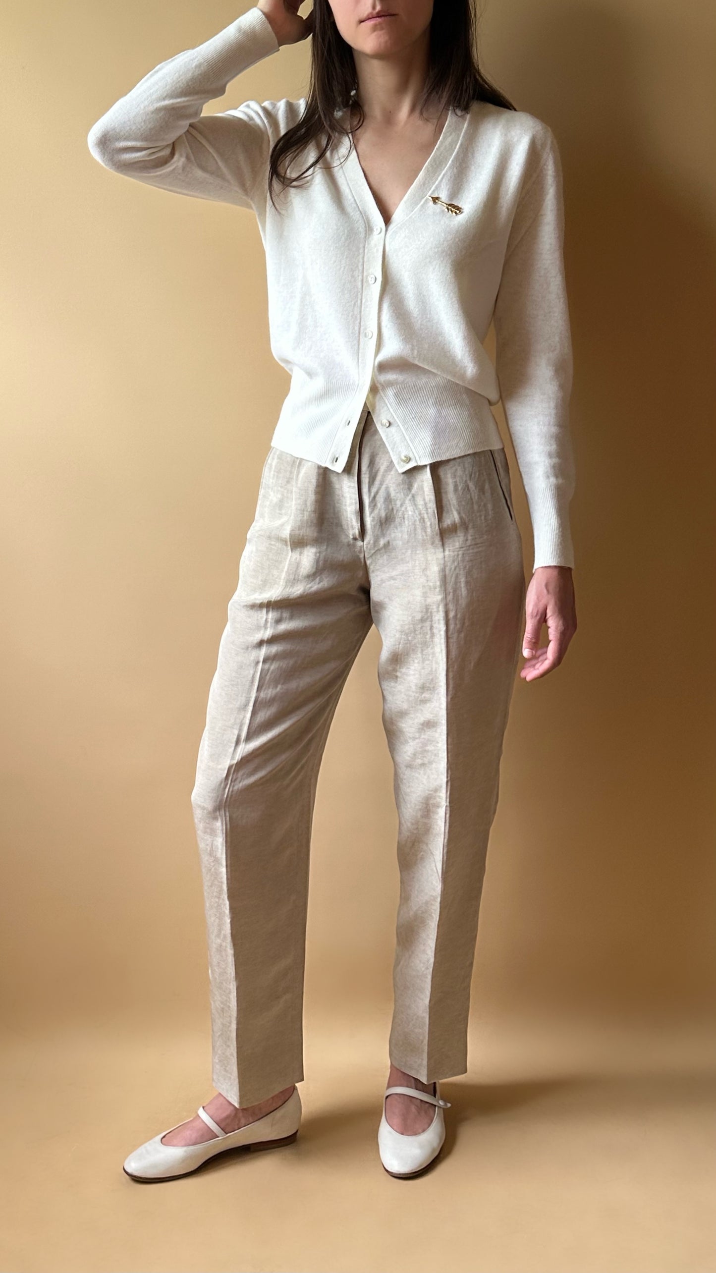 Vintage Max Mara Beige Silk Trousers