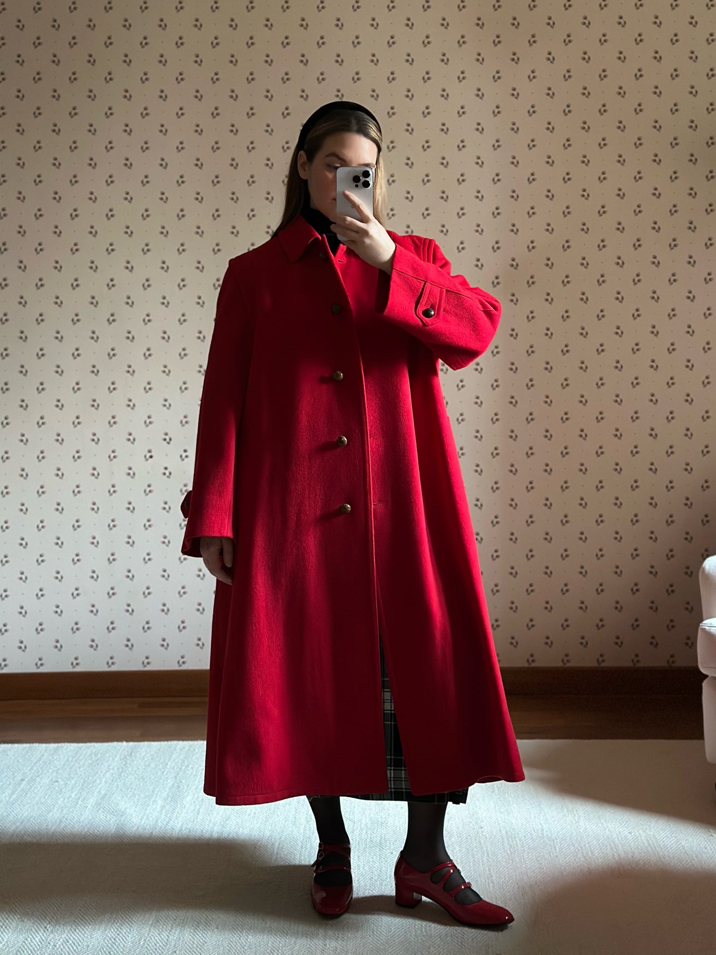 Pure Wool Scarlet Red Loden Coat
