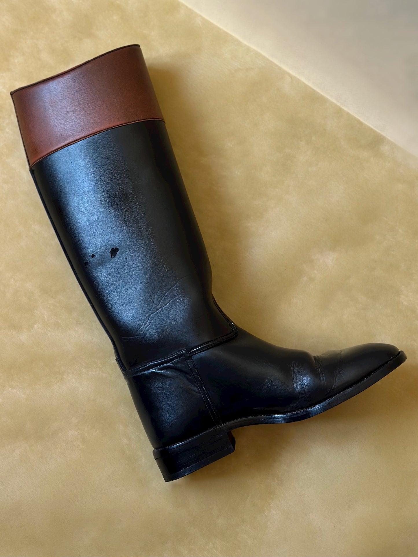 Vintage Black & Brown Leather Riding Boots n. 38 IT