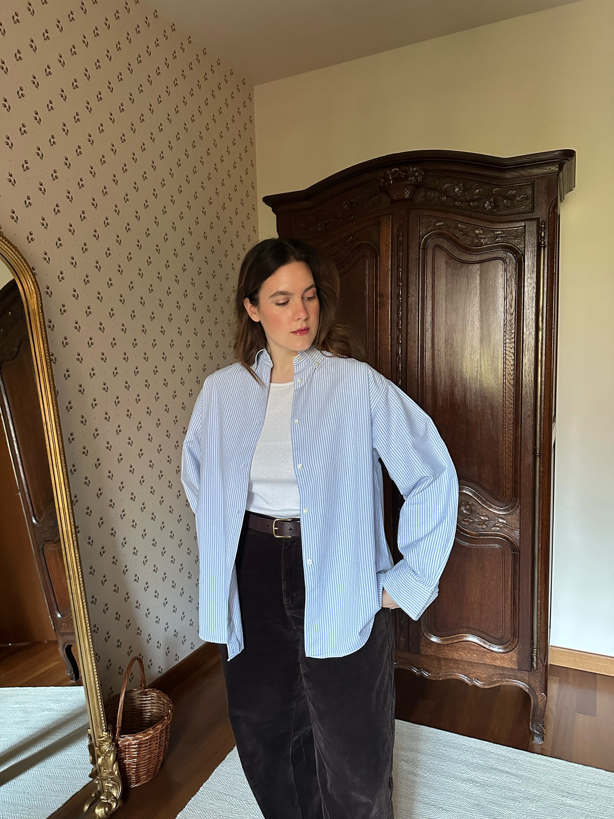 Light Blue & White Striped Cotton Shirt