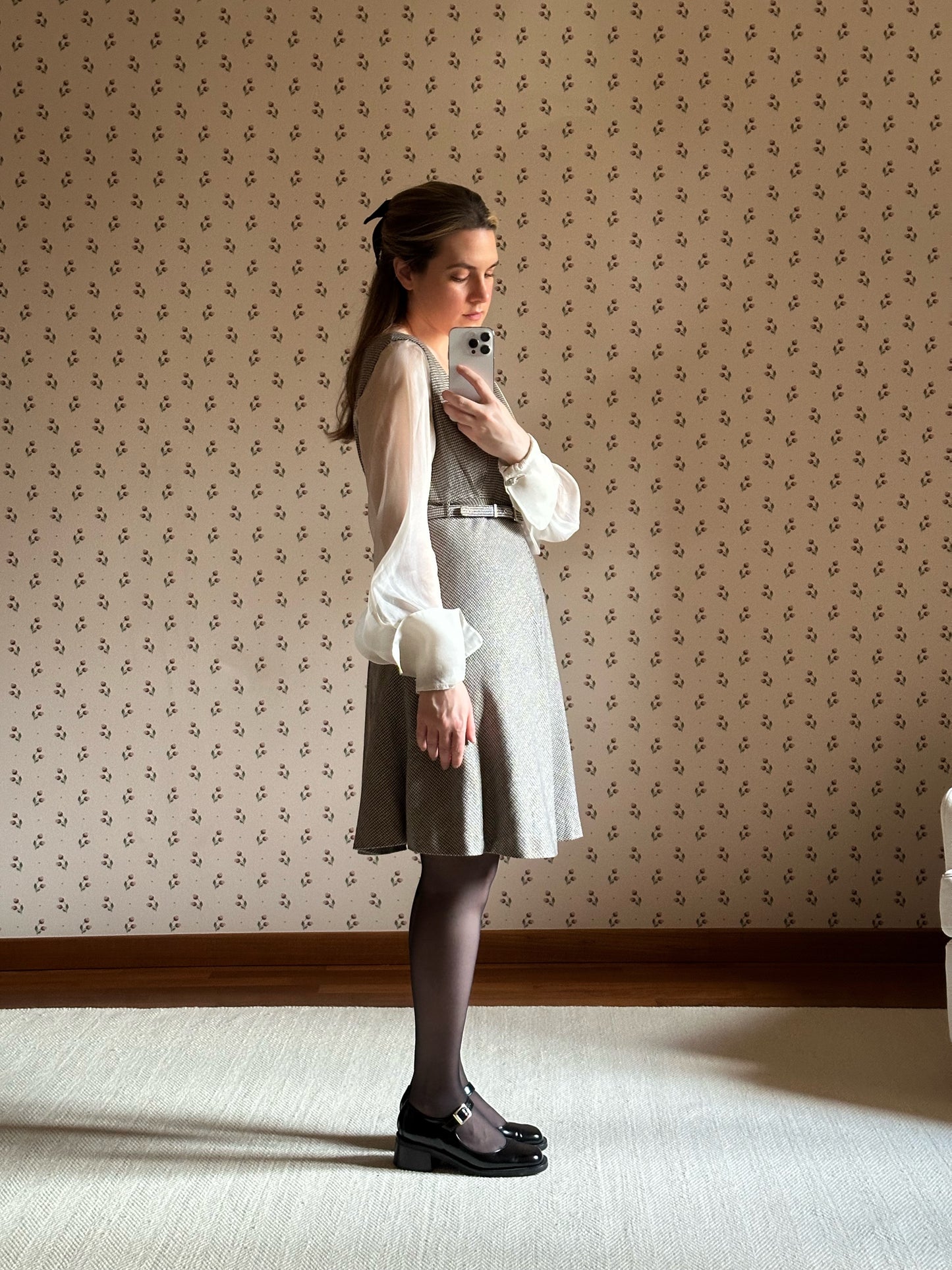 Vintage Gianfranco Ferré Wool Dress With Silk Organza Sleeves