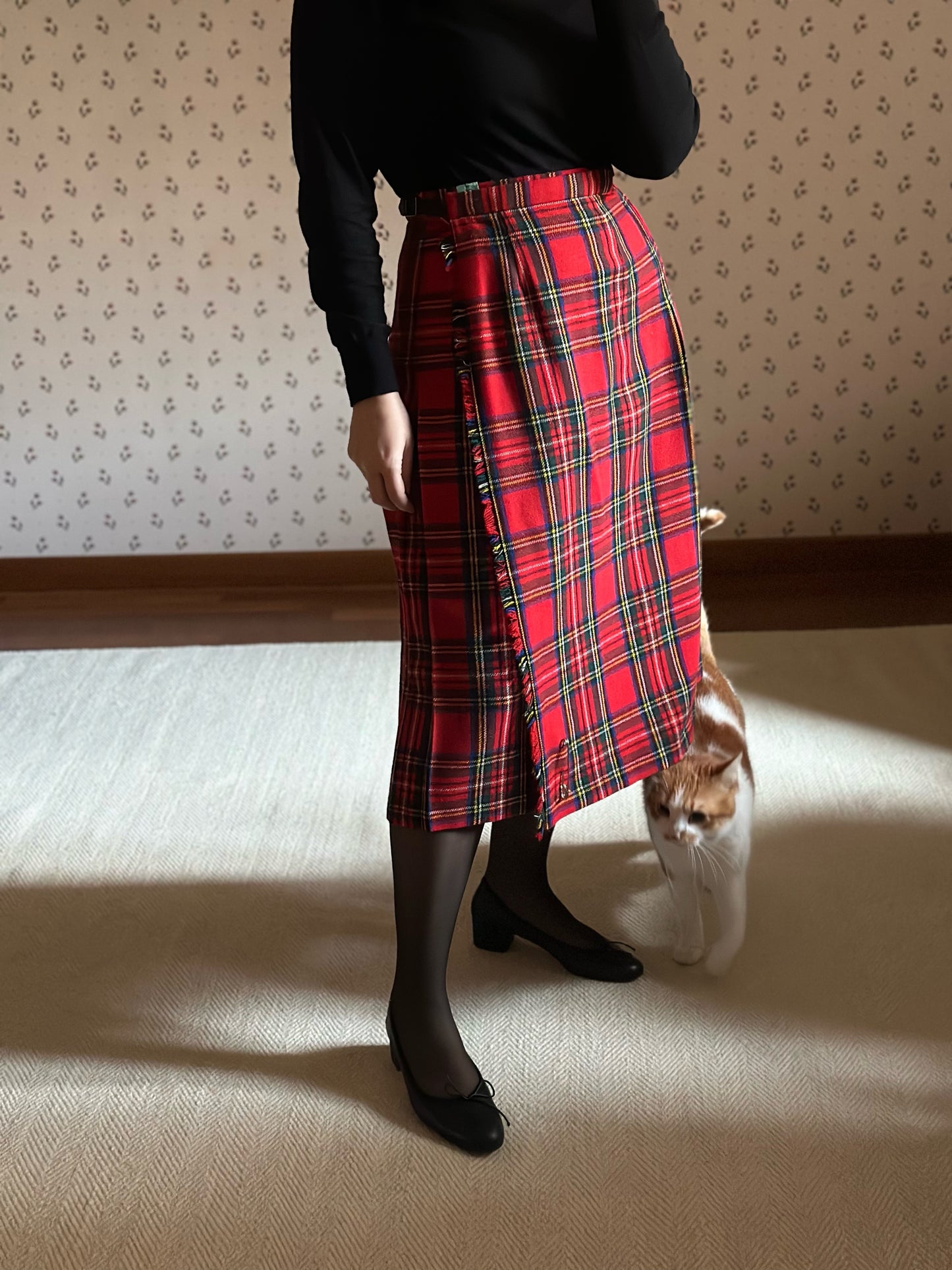 Midi Scottish Red Tartan Skirt