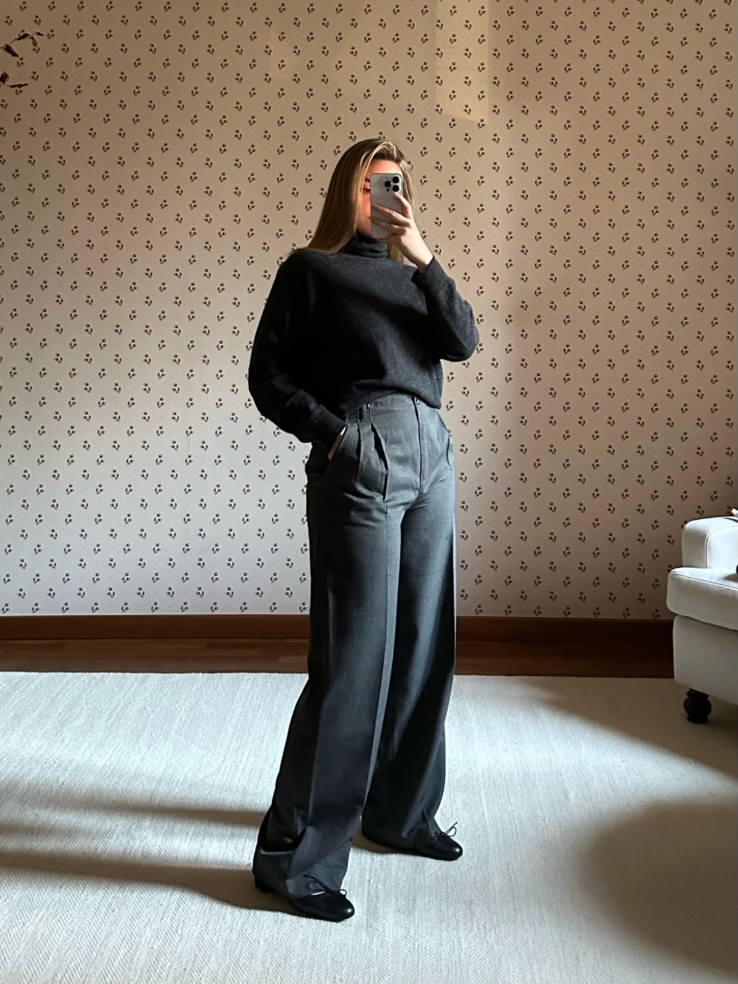 Gray Wool & Viscose Trousers
