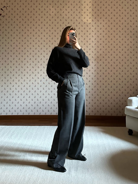Gray Wool & Viscose Trousers