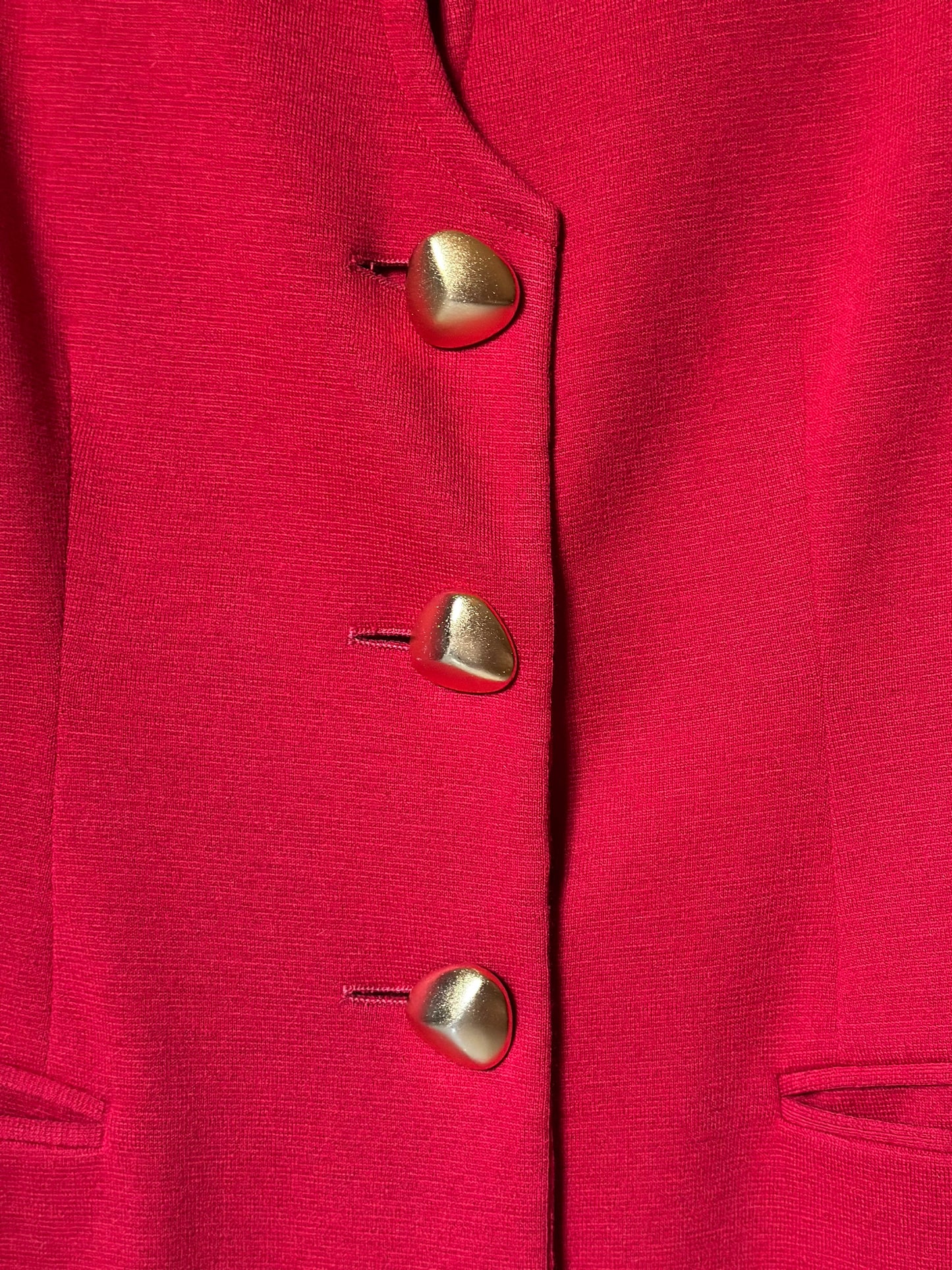 Red Wool Blazer With Golden Buttons