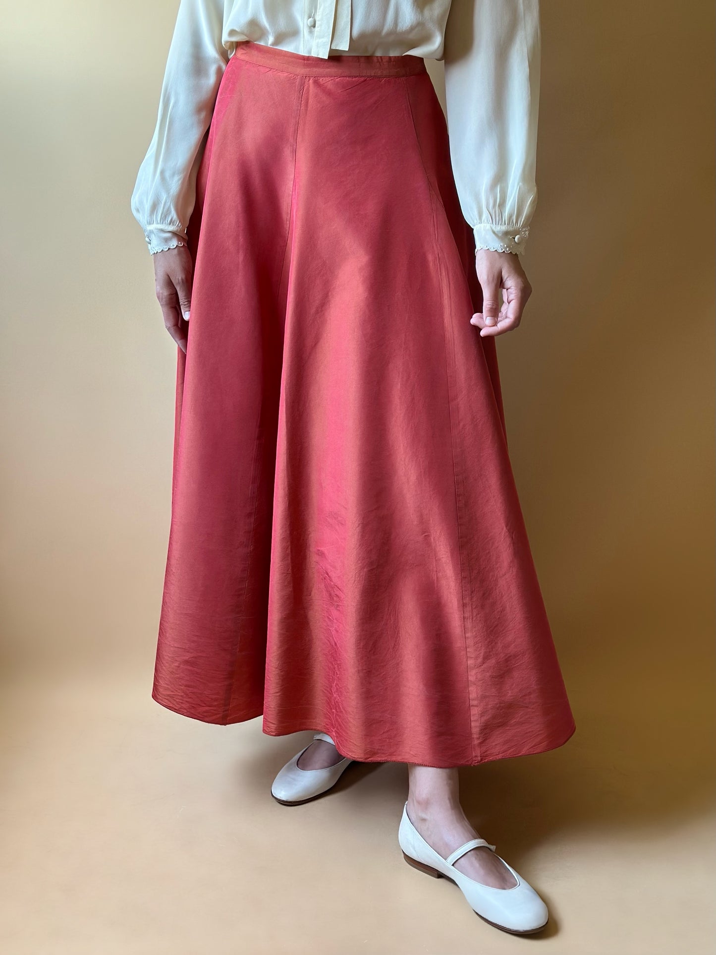 Vintage Silk Shantung Paneled Maxi Skirt