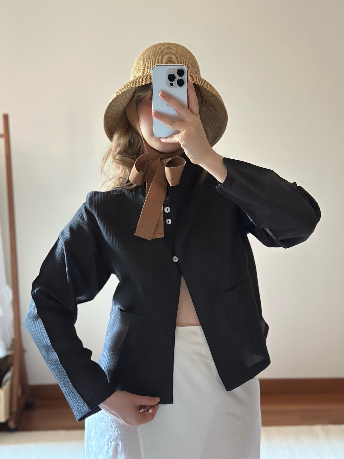 100% Silk Black Pinstripe Shirt