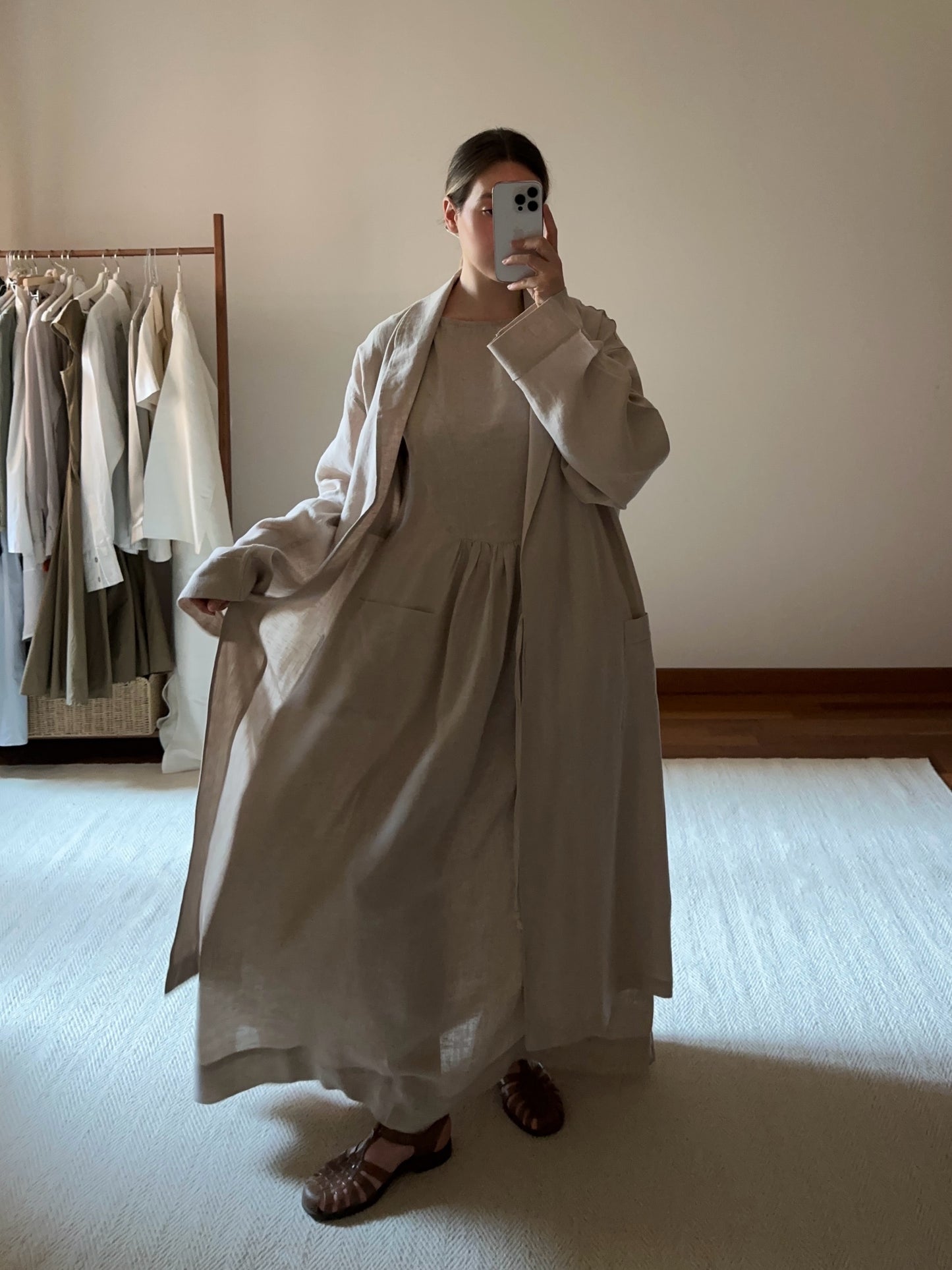 Frette 100% Linen Sand Beige Robe
